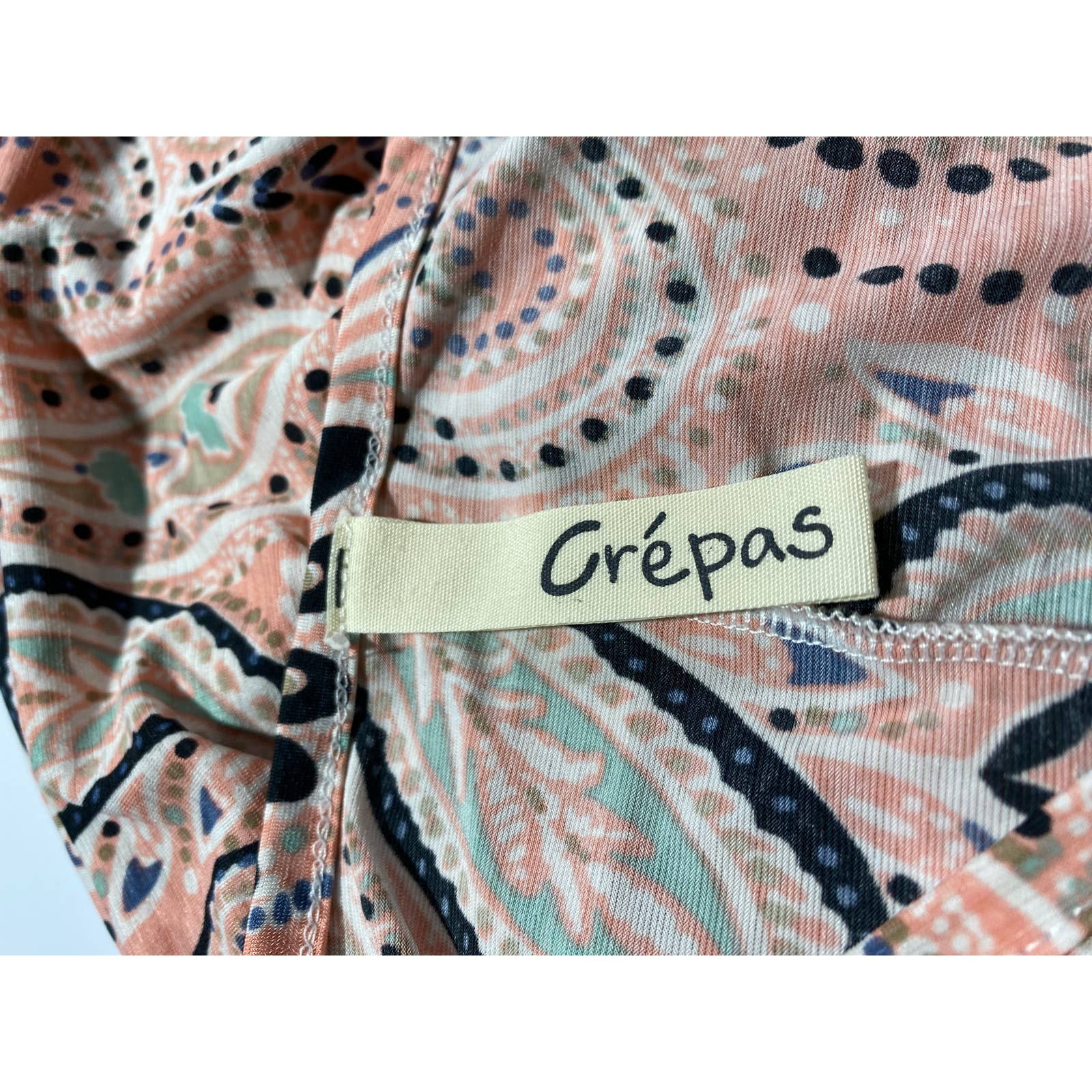 Crépas Womens L Boho Knit Paisley Midi Popover Pastel Wrinkle Resistant Dress