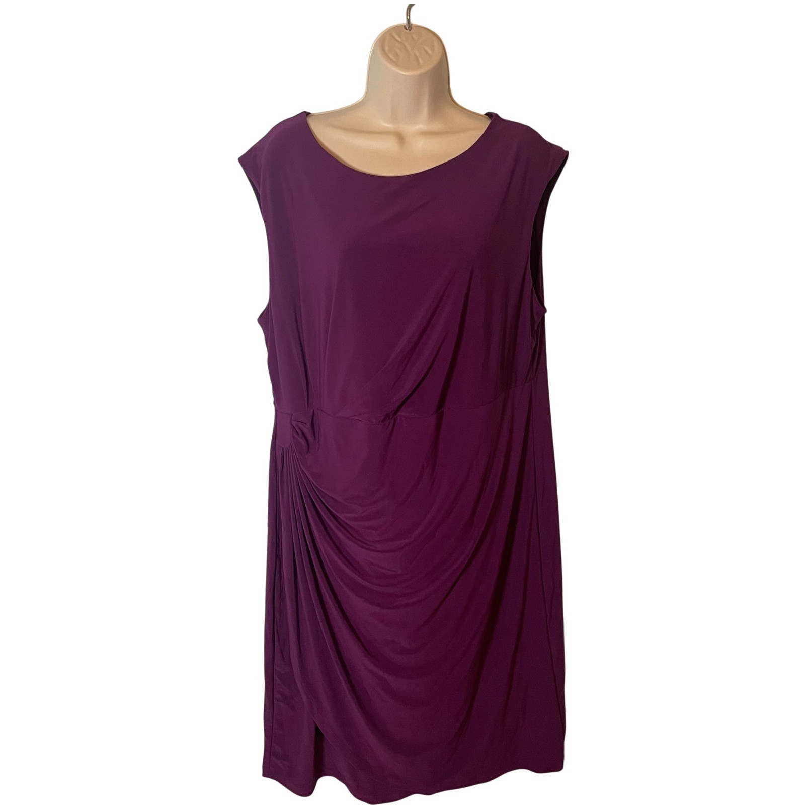 Roz & Ali Women Dress Size 16 Purple Sleeveless Knee Length Stretch Career Party