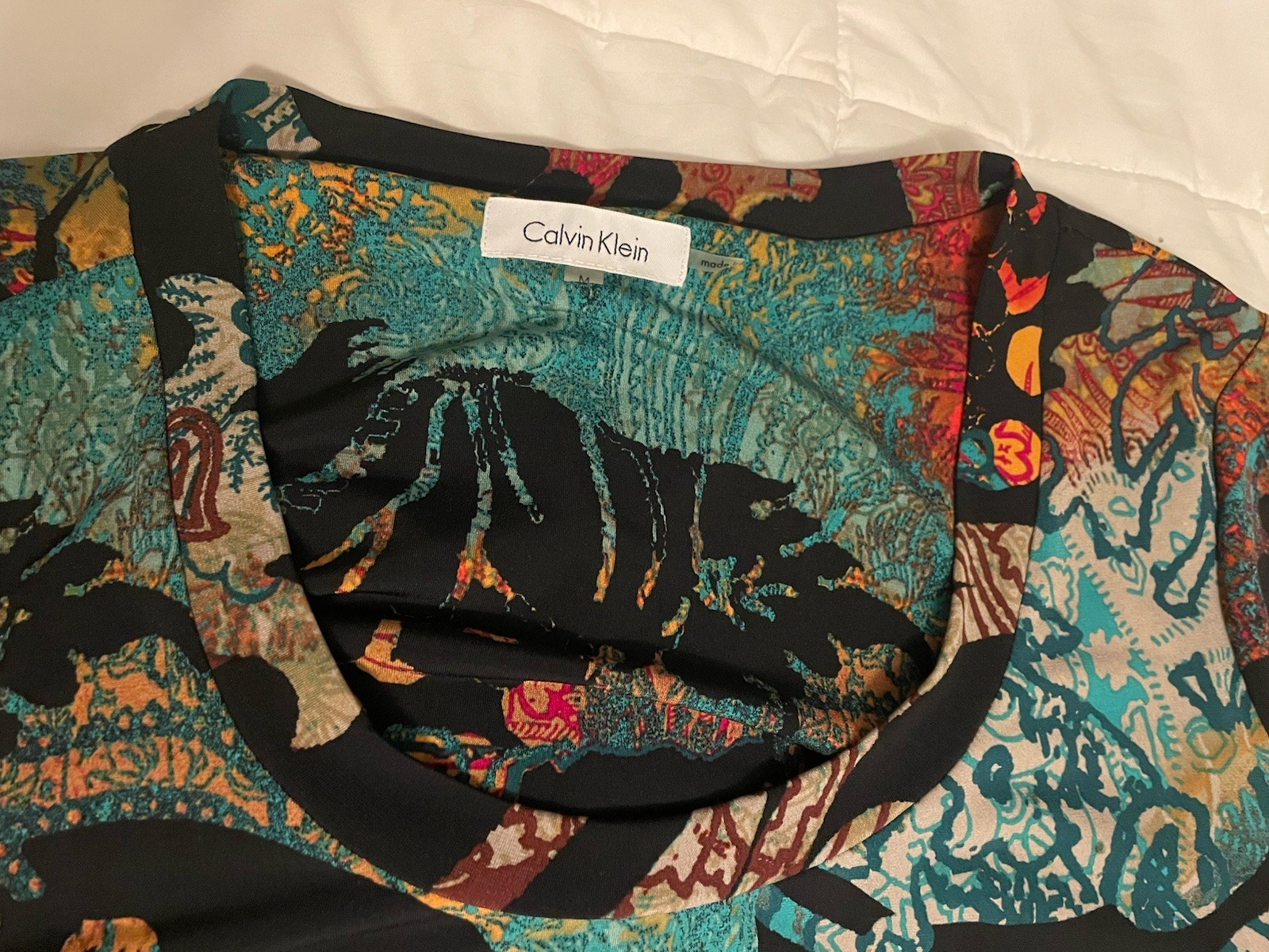Calvin Klein Dress Multi Funky Below The Knee Size Medium Used Good Condition