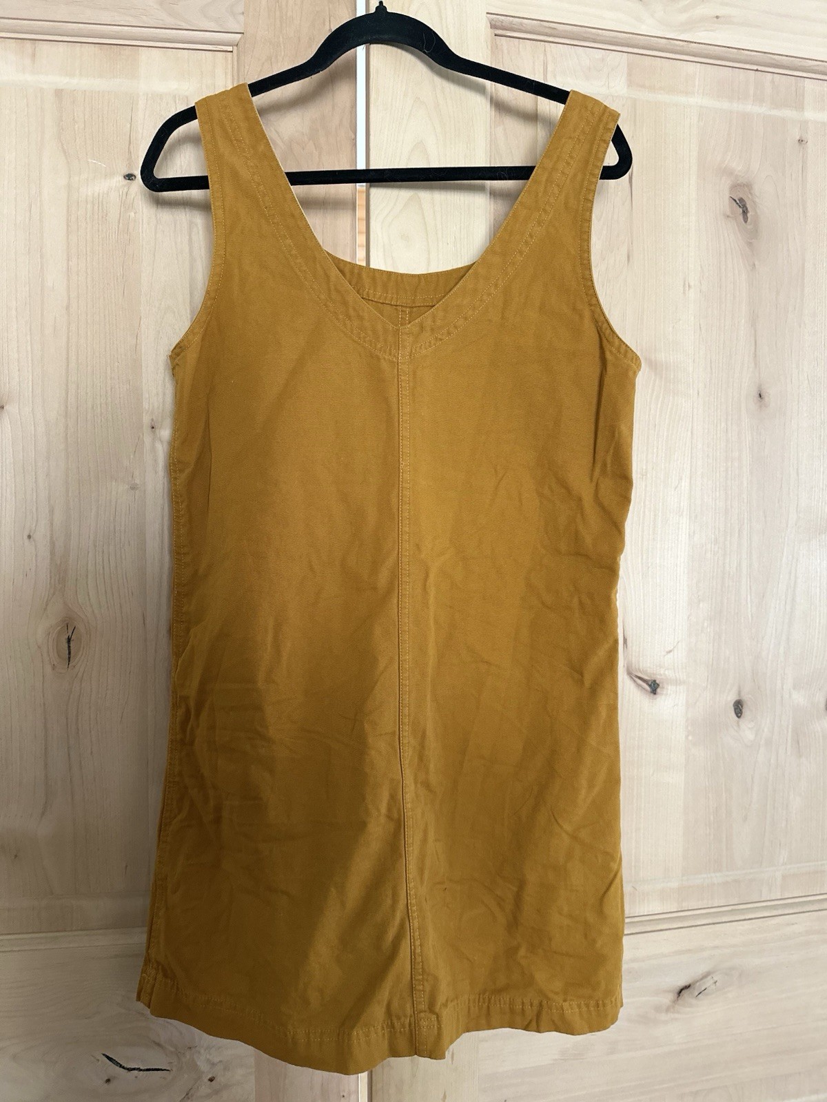 Cotopaxi Mustard Yellow Sleeveless Shift Dress, 100% Organic Cotton, Size S