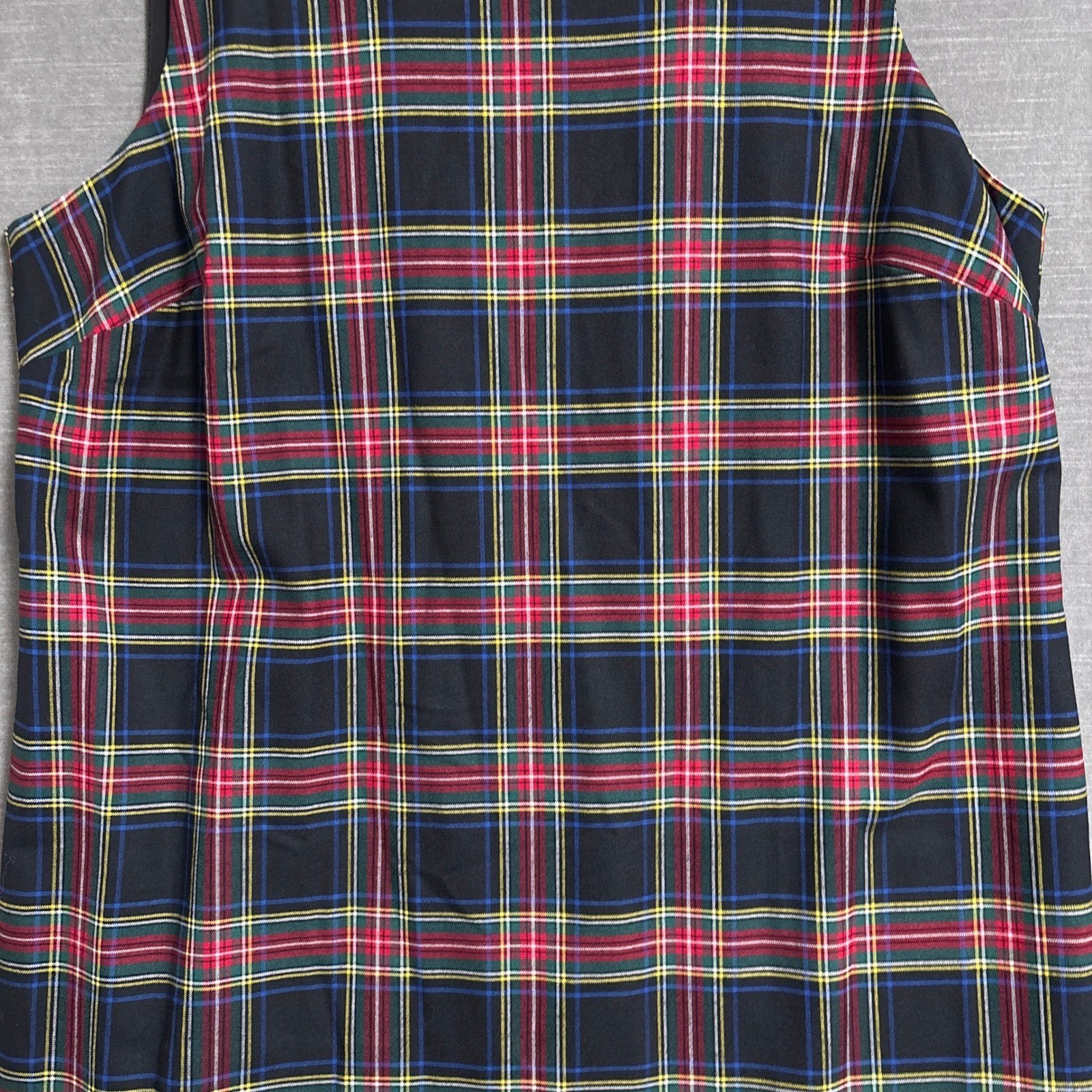 Talbots Dress 18W Plus Plaid Wool Sheath Shift Holiday Christmas Velvet Trim