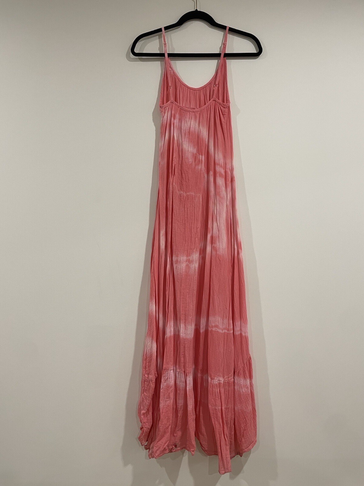 Love Tanjane pink and white tie dye 100% cotton maxi dress size small ruffle hem
