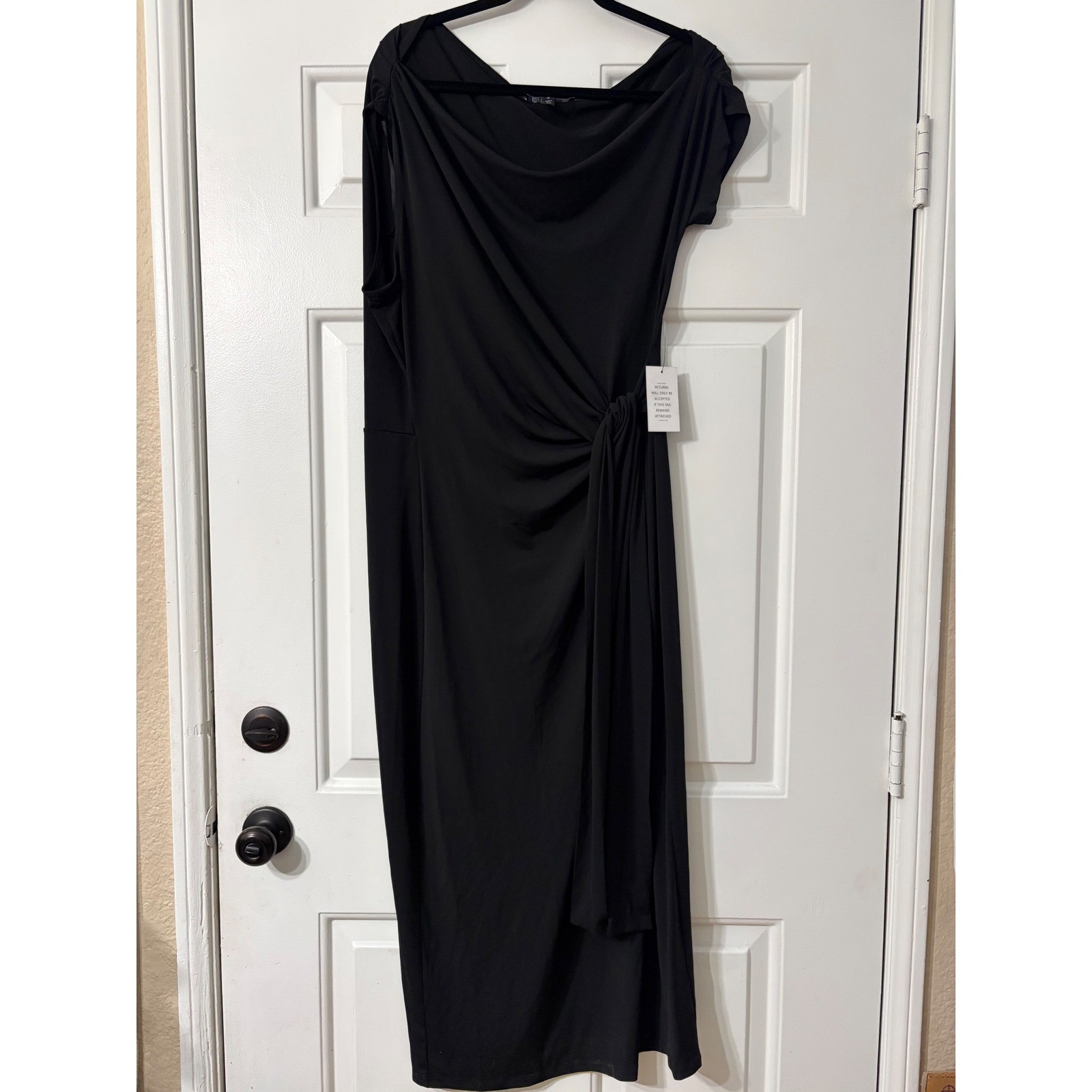 Eloquii | Sheath Dress || 14 || Black Cowl Neck Side Knot|