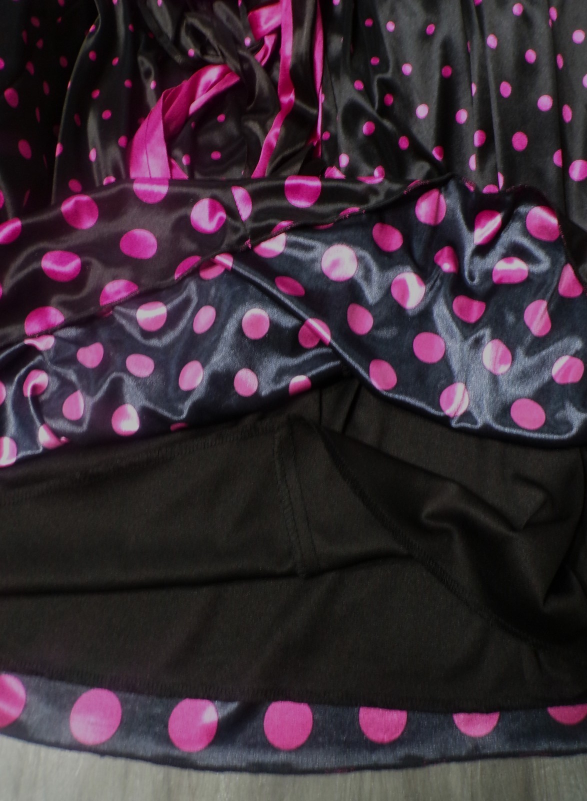 Y2k Ruby Rox Babydoll Mini Dress M Satin Black Pink Polk Dots Fairy Whimsigoth