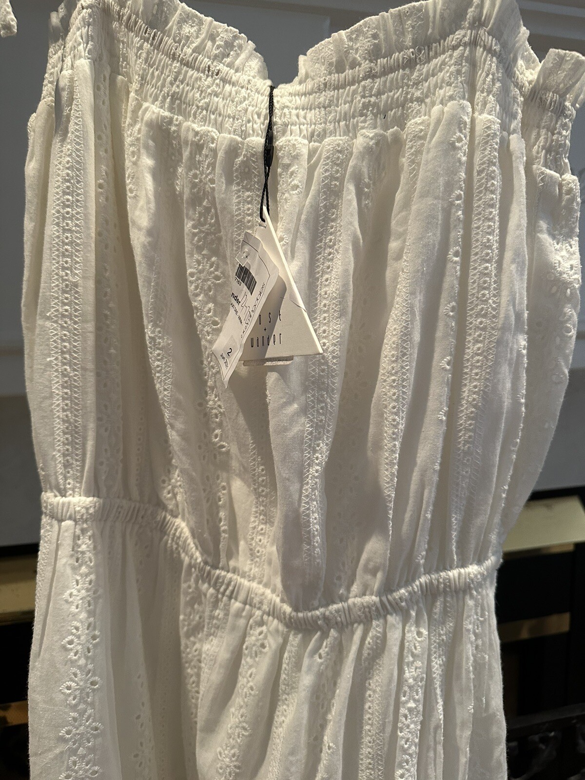 NWT NEW LOST + WANDER White Everlasting Love LONG MAXI Cotton Eyelet Dress S