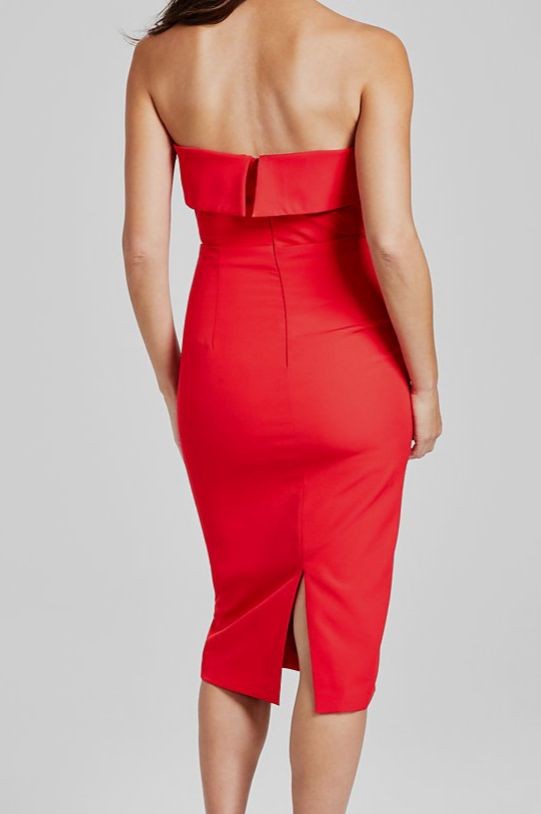 Bardot Womens Red Georgia Split Hem Strapless Sheath Dress Size: XXL