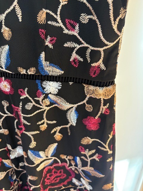 Vince Camuto Multicolor/Black Embroidered Fit and Flare Dress, Size 10, NWT