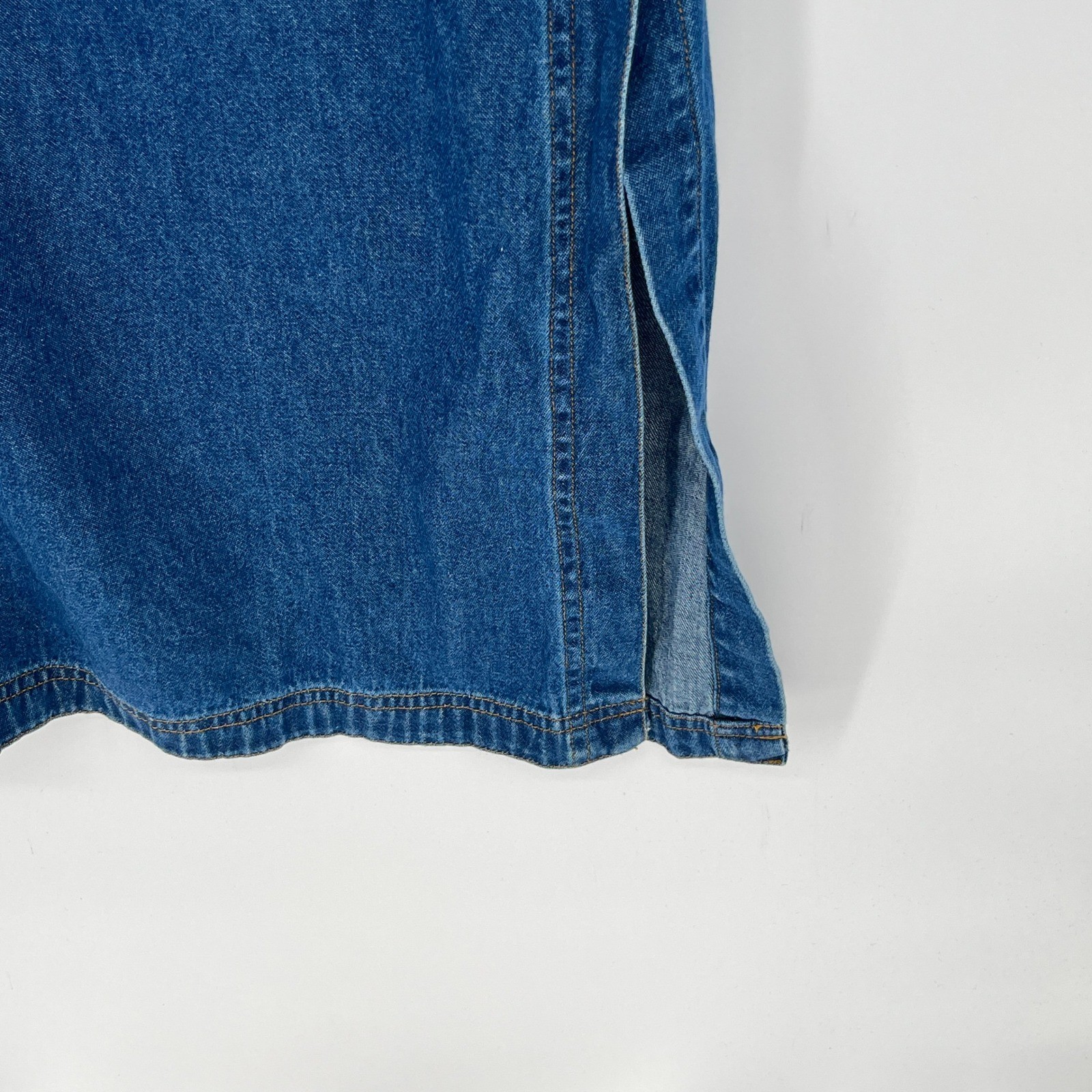 Vintage Erika & Co Womens Denim Jumper Dress Maxi Side Button Pockets Small