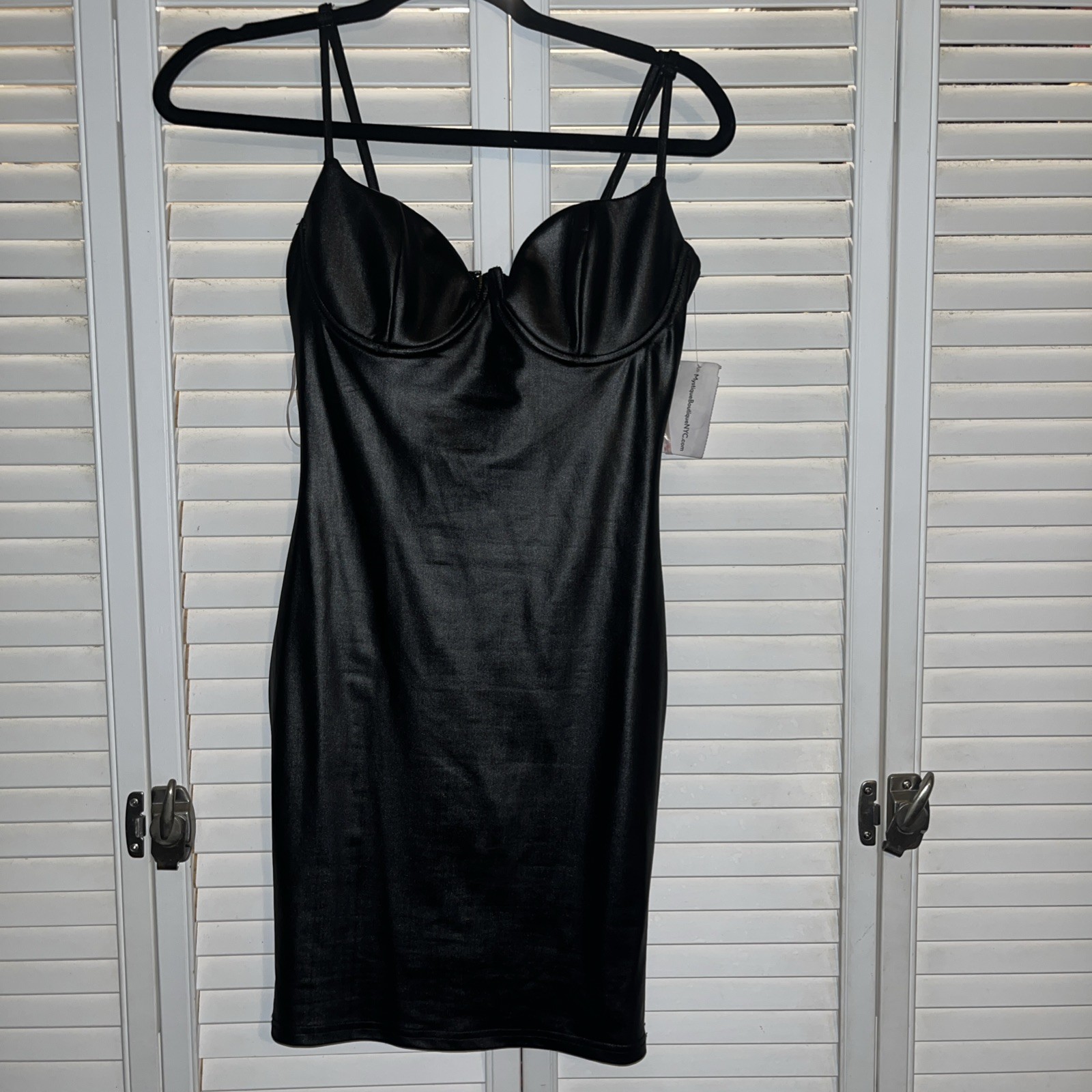 Bodycon Little Black Dress S Pleather Faux Leather Sexy Lac Bleau Dom Cocktail