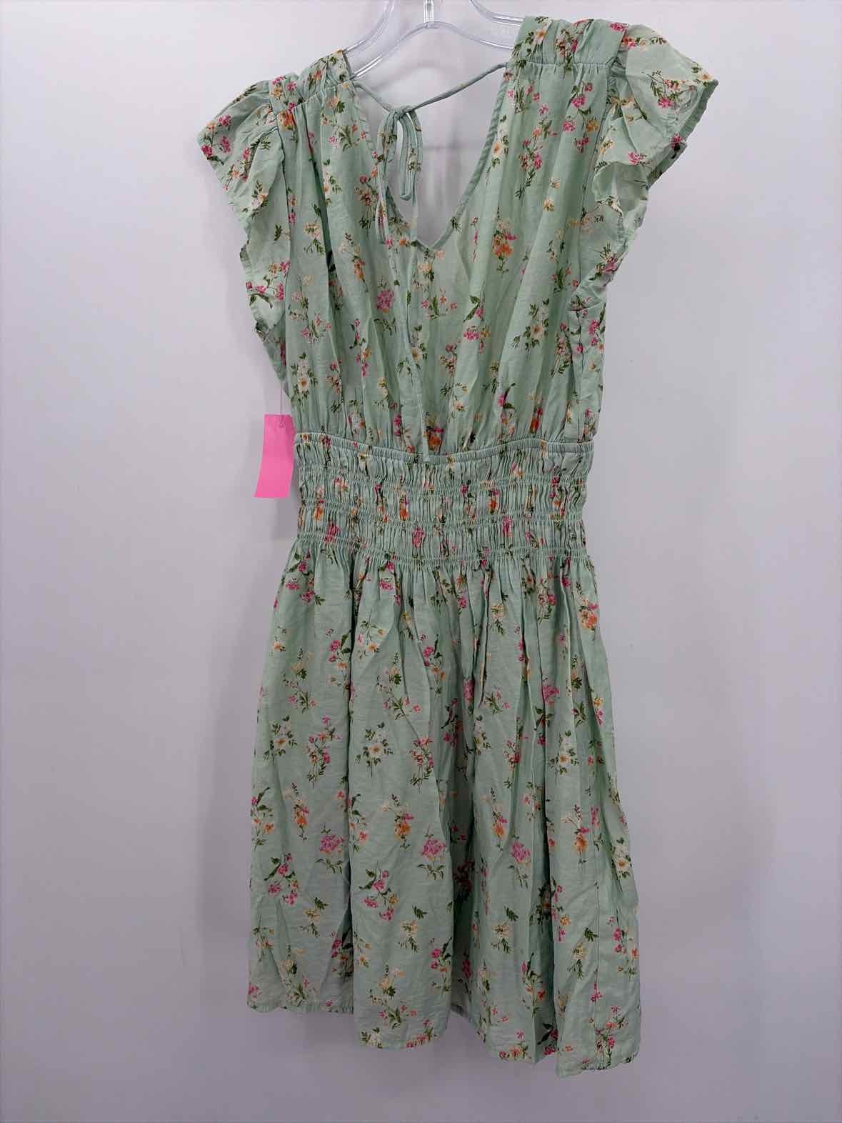 Pre-Owned Blu Pepper Green Size Large Knee Length Sleeveless Dress