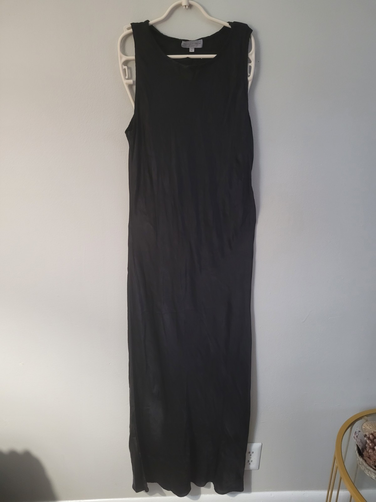 Michael Stars Los Angeles Black Solid Sleeveless Maxi Slip Dress Y2k Fluid S