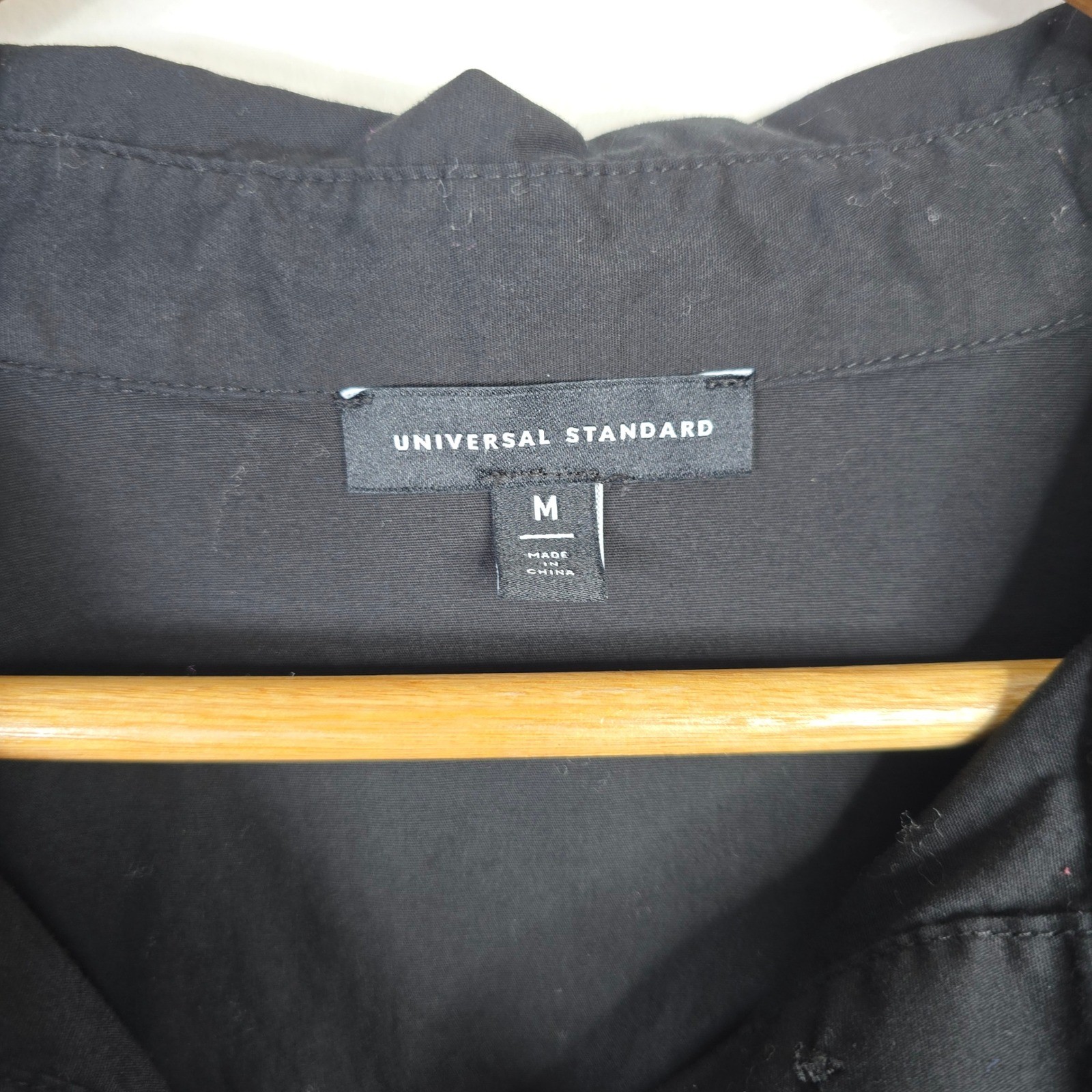 Universal Standard Black Cotton Stretch Button Front Shirt Dress Size M 2XL
