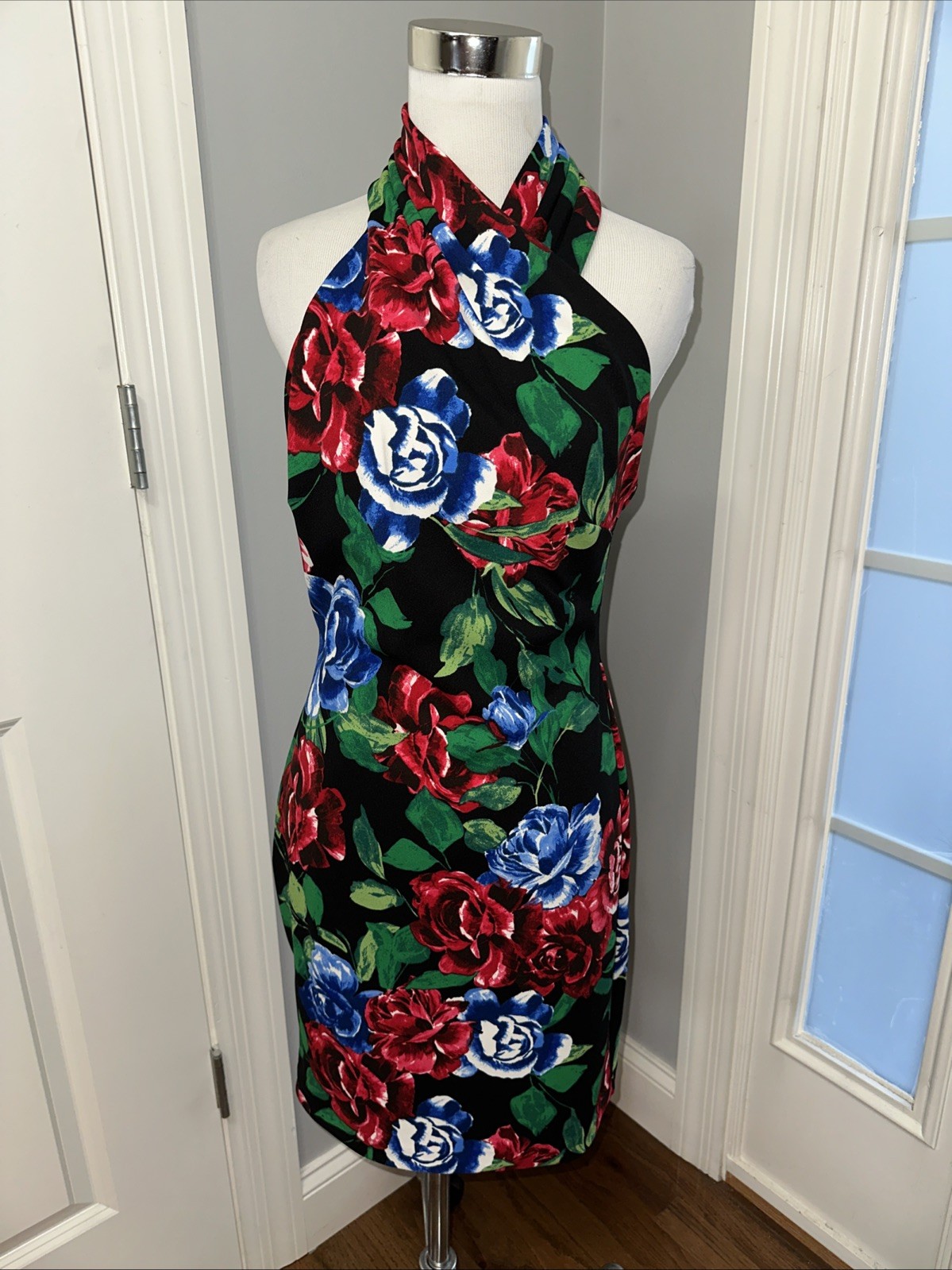 Rachel Rachel Roy FLORAL Secret Garden RED BLUE ROSE Crossover Dress M *NWT!$119