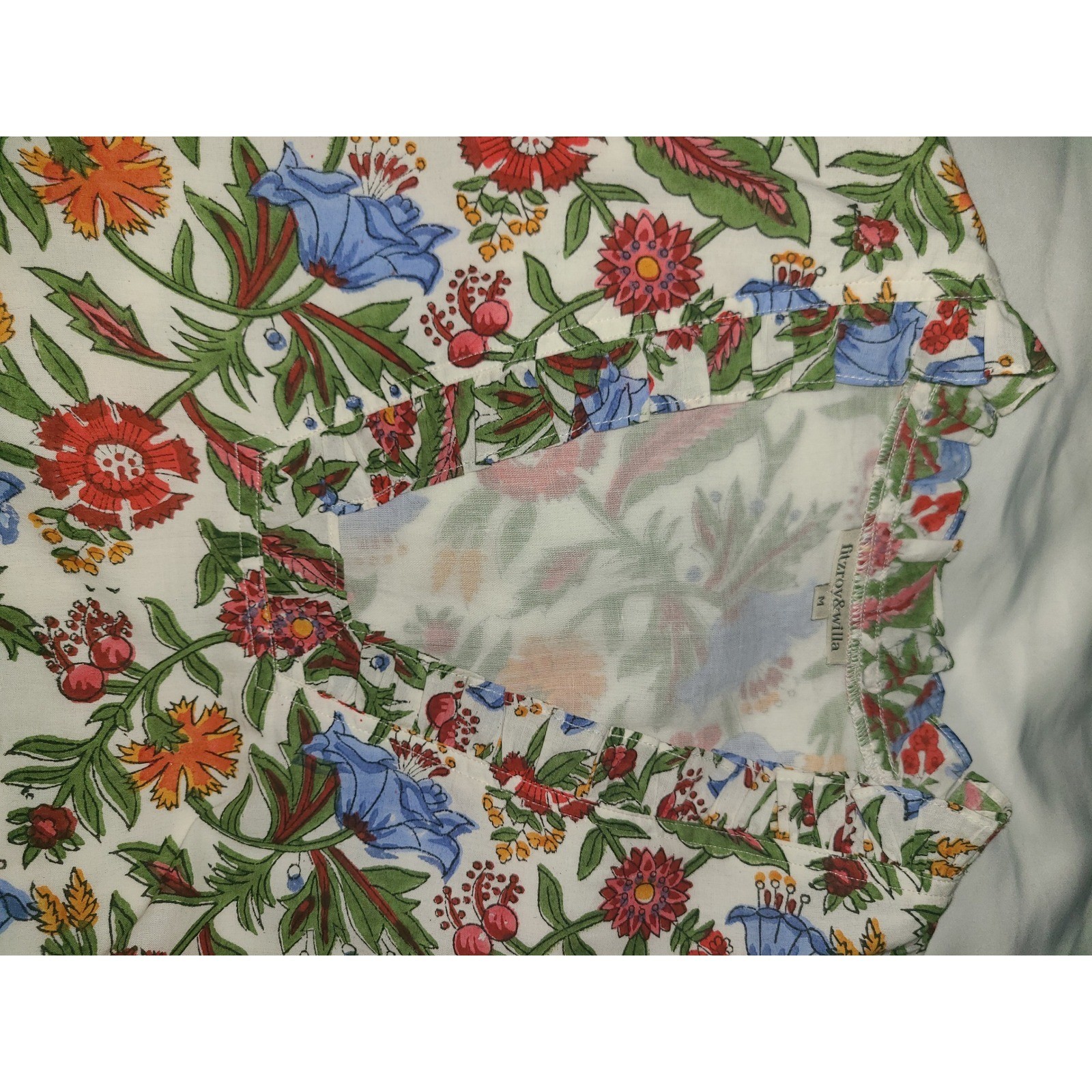 Fitzroy & Willa Floral Soleil Maxi Dress Medium Multi Color Ruffle V-Neck