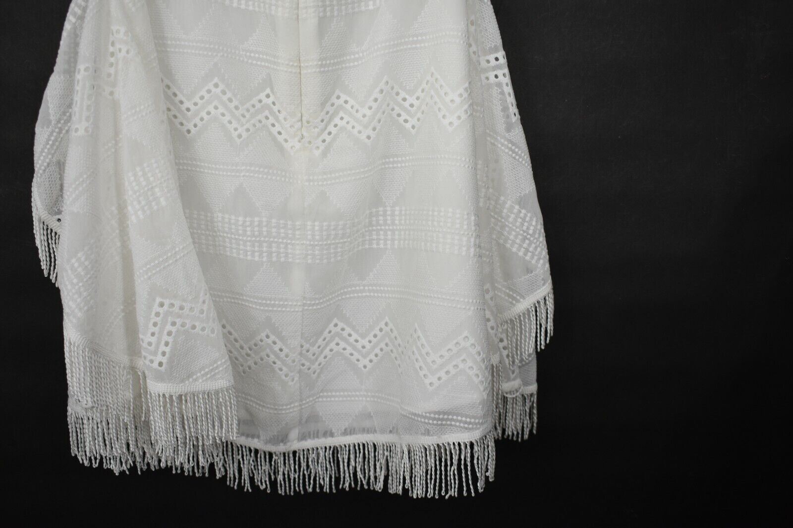 Endless Rose Womens White Adjustable Strap Fringe Hem Strappy Lace Dress M