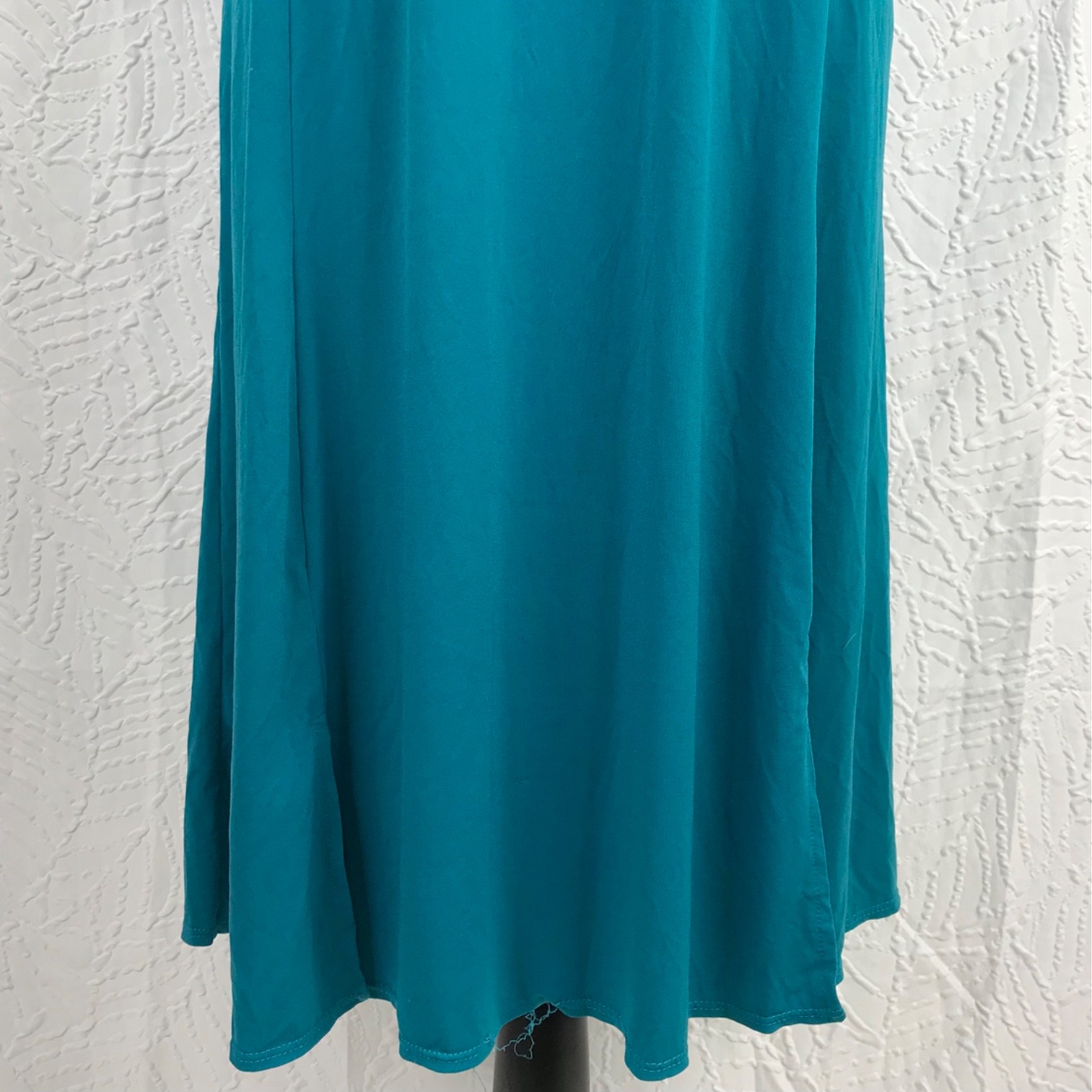 Susan Graver Turquoise Liquid Knit Dress Size L Minimalist Capsule Pullover