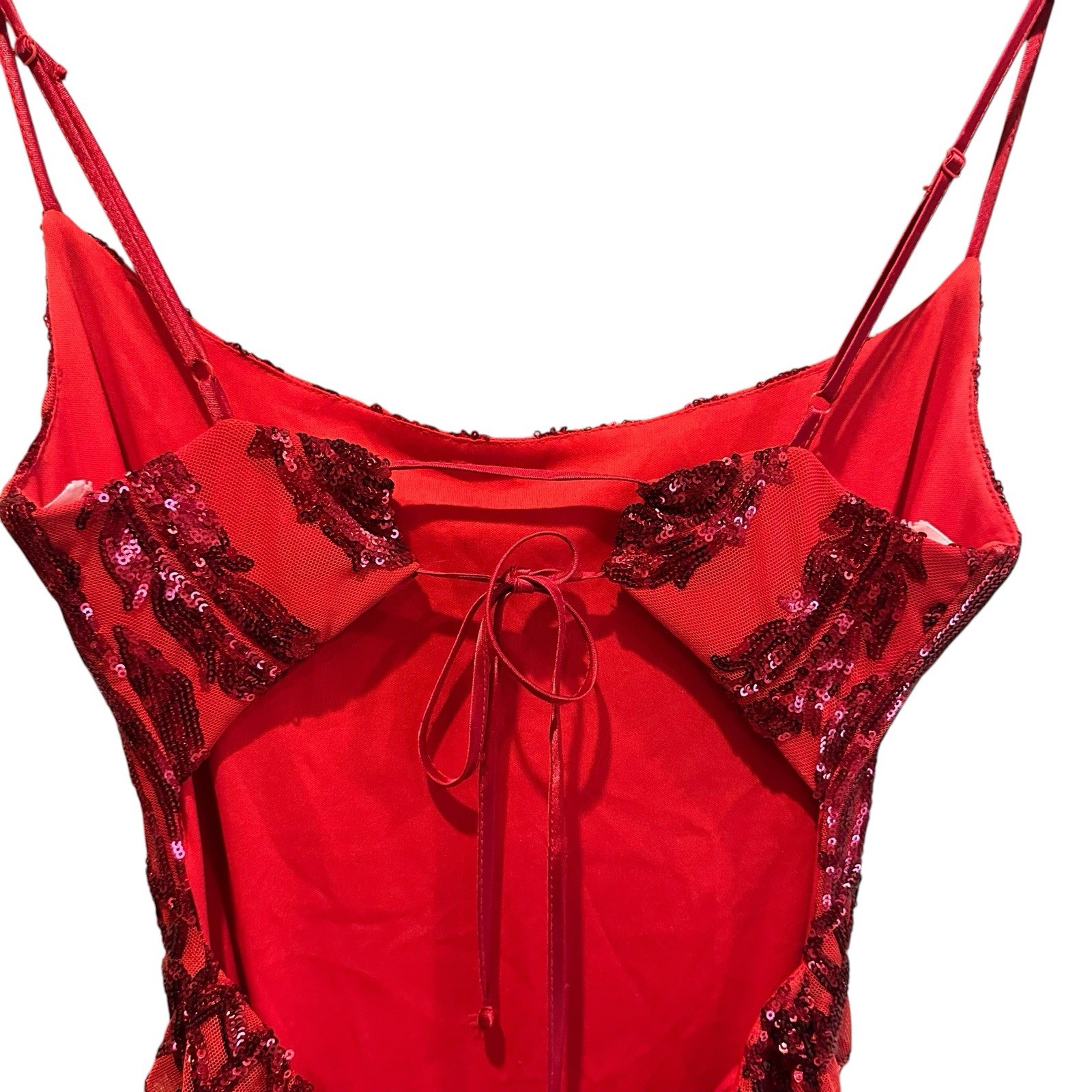 B.Darlin Red Sequin Dress Adjustable Spaghetti Straps Size 5/6