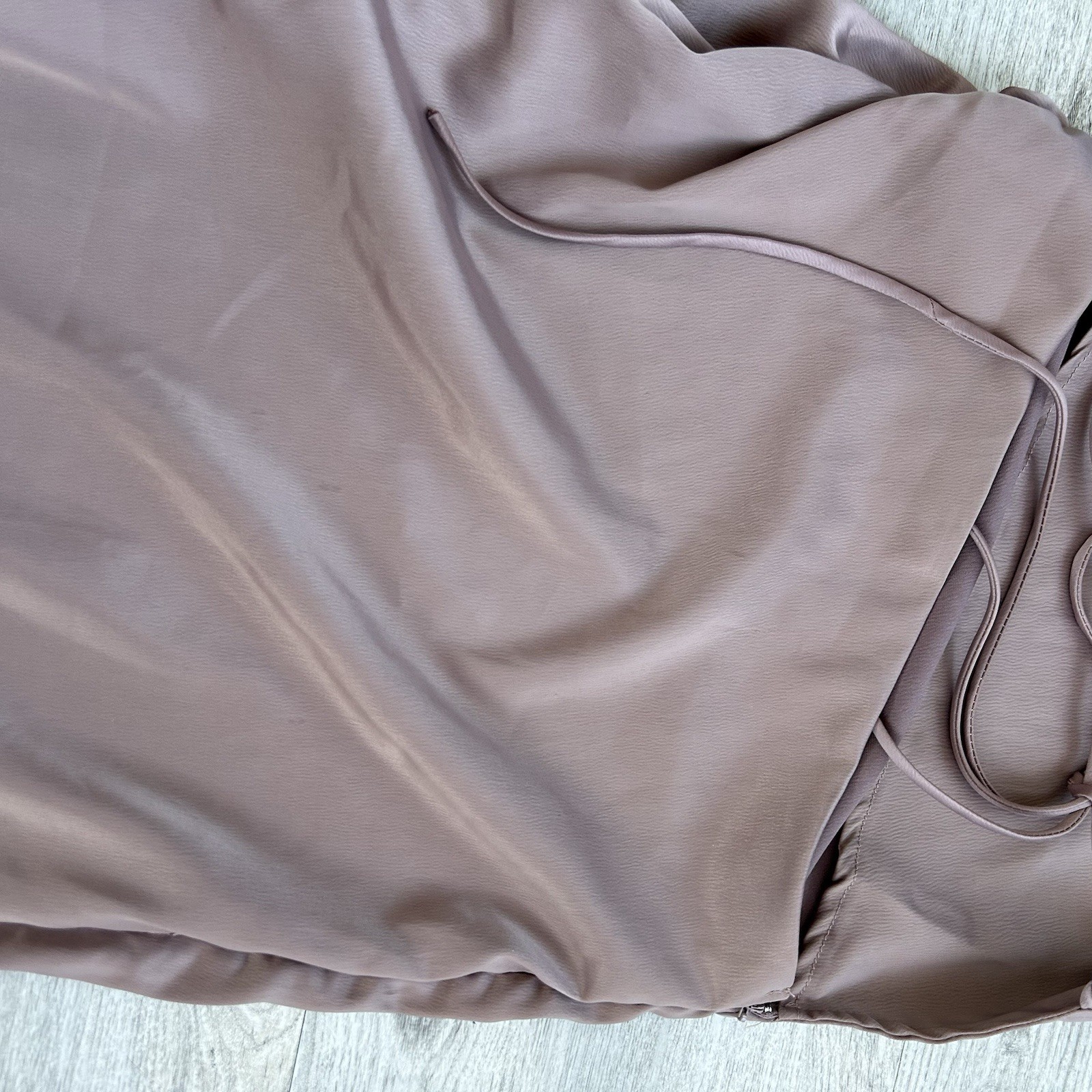 Fiestar Asymmetric Backless Dress Women M Beige Halter Bodycon Sexy City Wedding