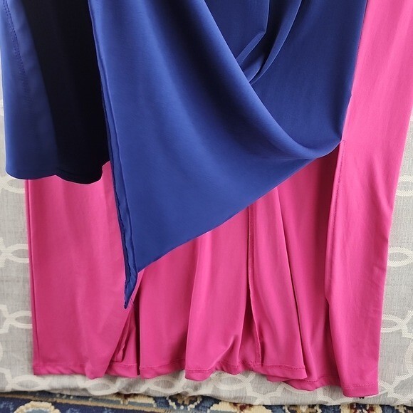 EUC Du Jour Sleeveless Color-Blocked Wrap Slip Maxi Dress Size L 0286