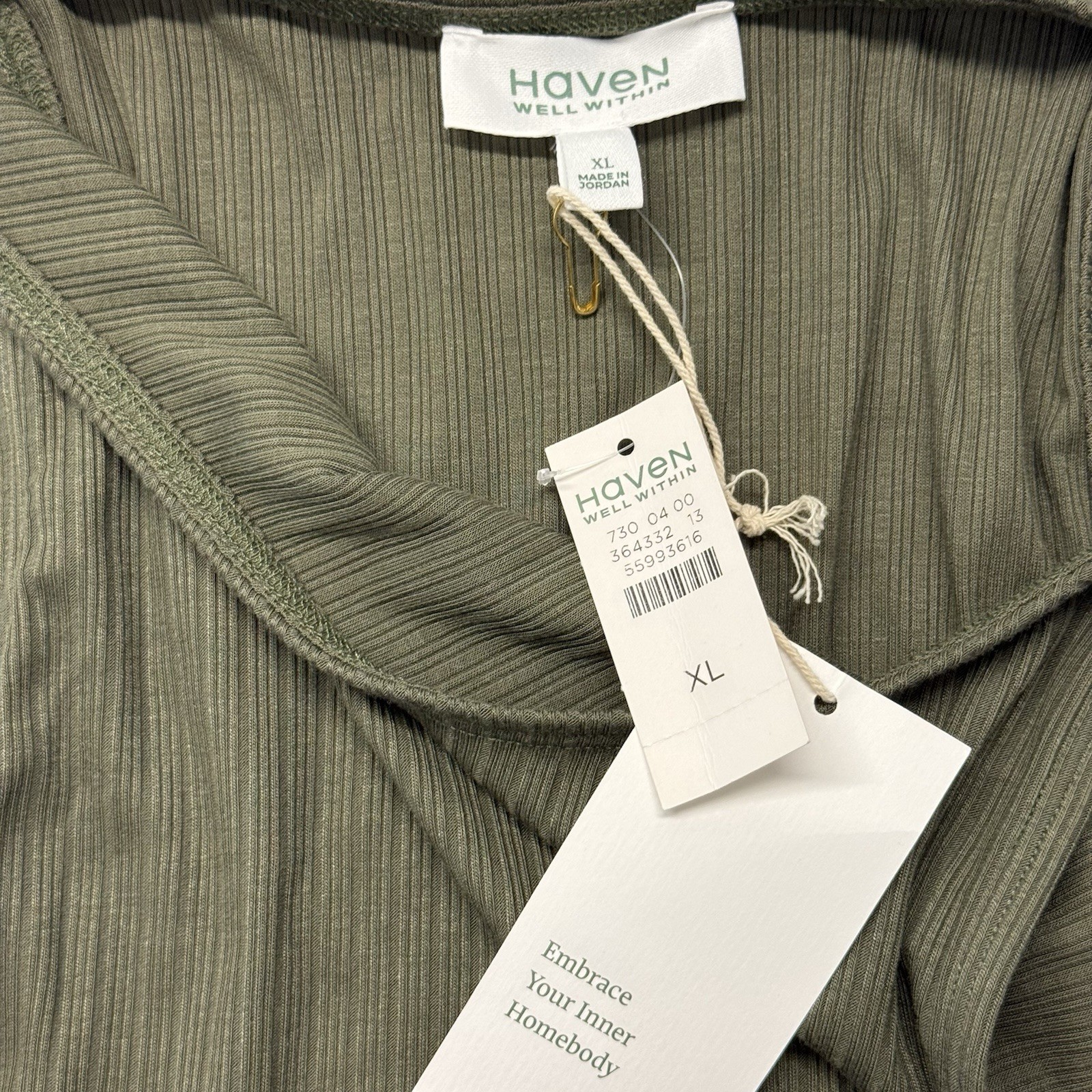 Haven Well Within Dress Size XL Oive Green Maxi size Ribbed Sleeveless Form Fit