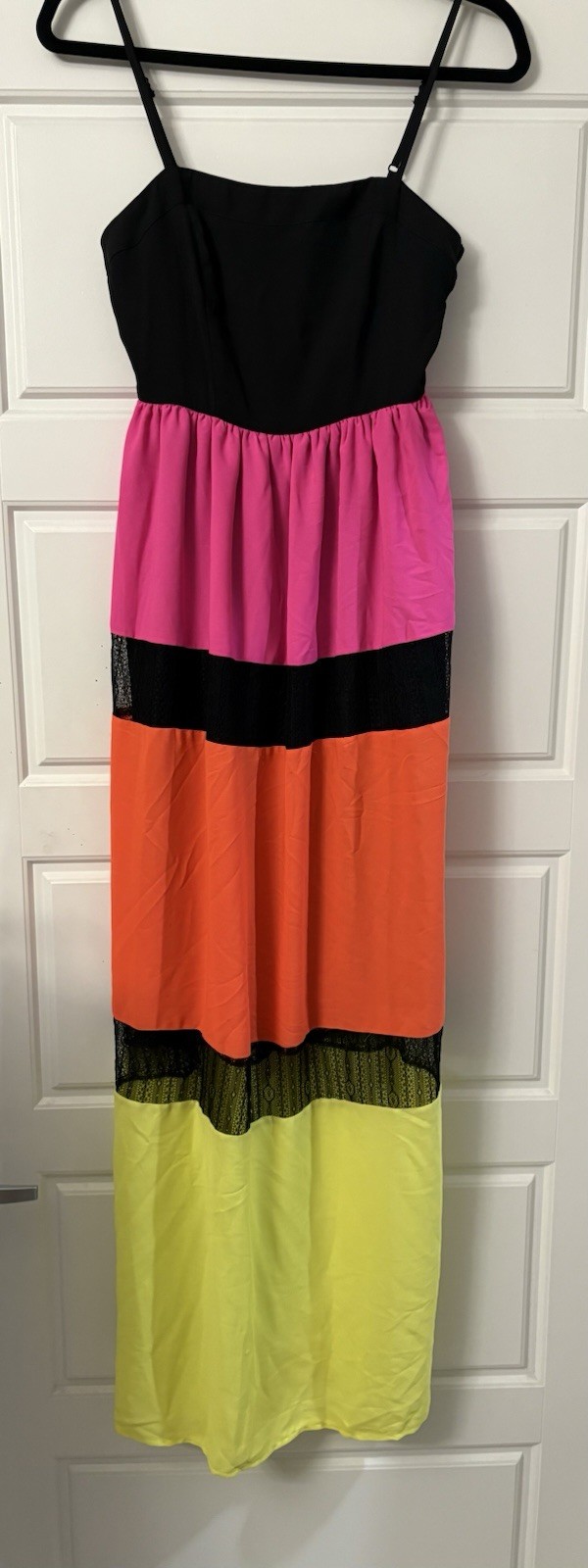 NWD C Luce Black Multi Colorblock Beach Island Guest Maxi Dress Small S 2 4