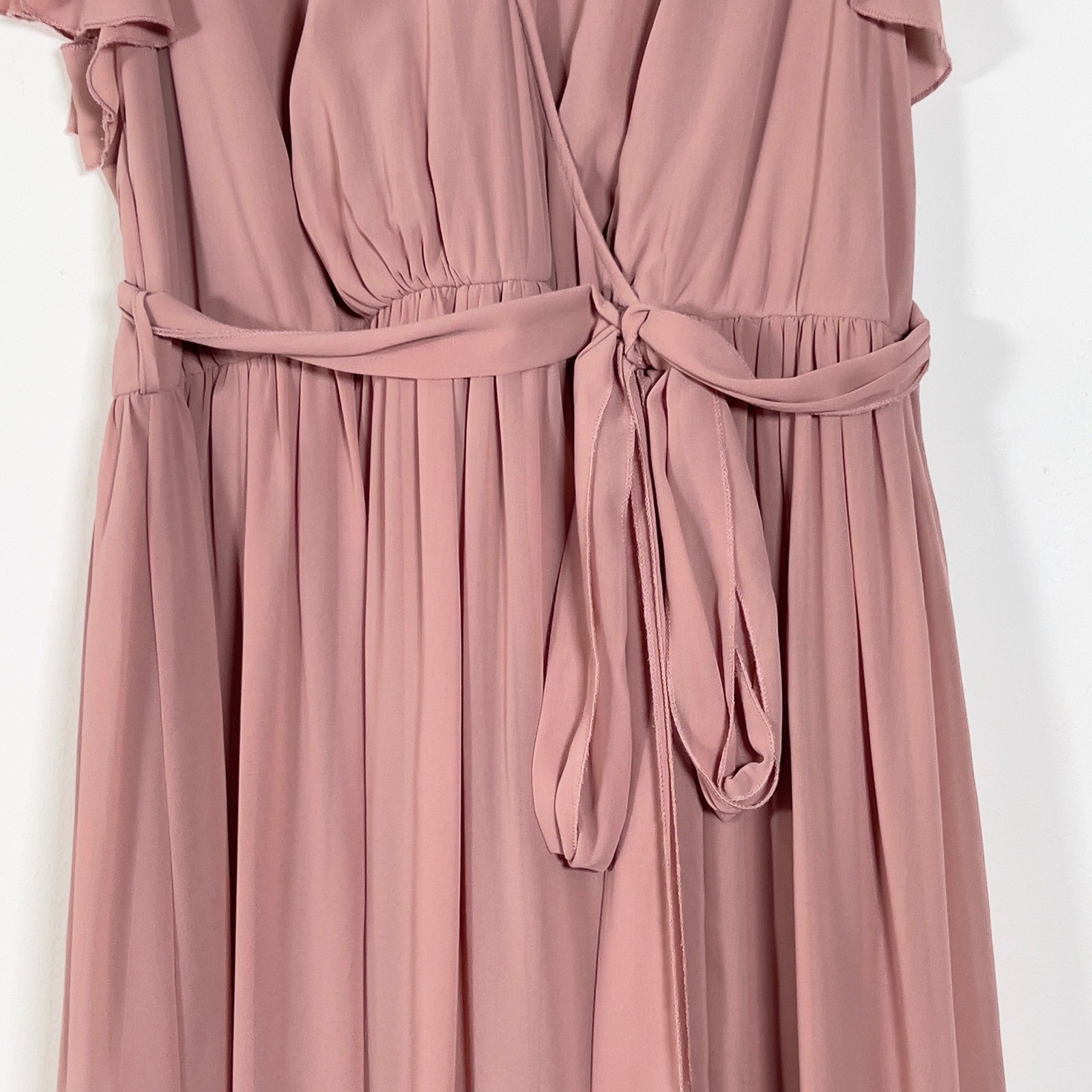 Baltic Born Kristina Maxi Dress Womens Sz 2XL Pink Flutter Sleeve Side Slit