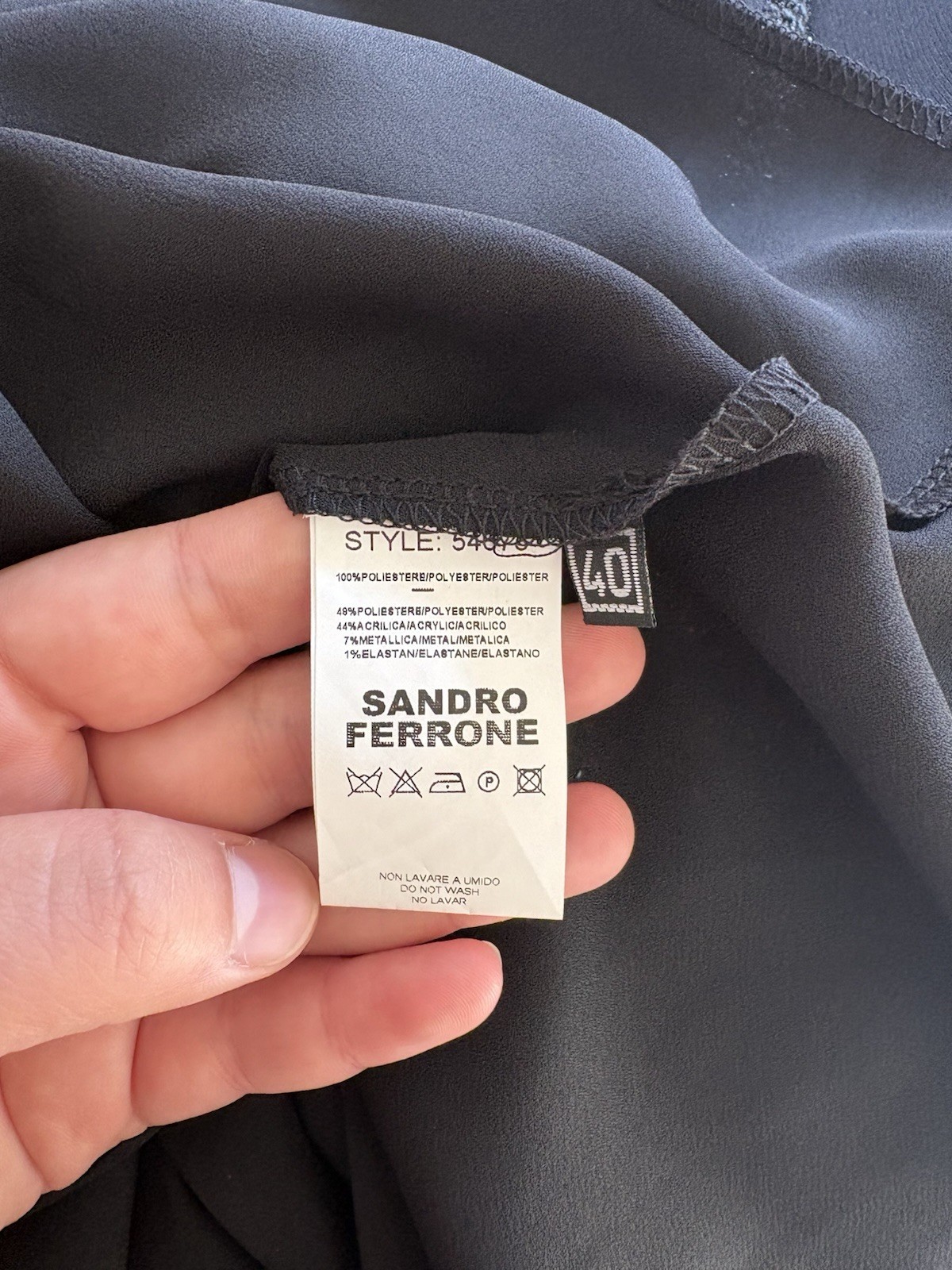 Sandro Ferrone Black Solid Round Neck Short Sleeve Short Dress Size 40 Zip