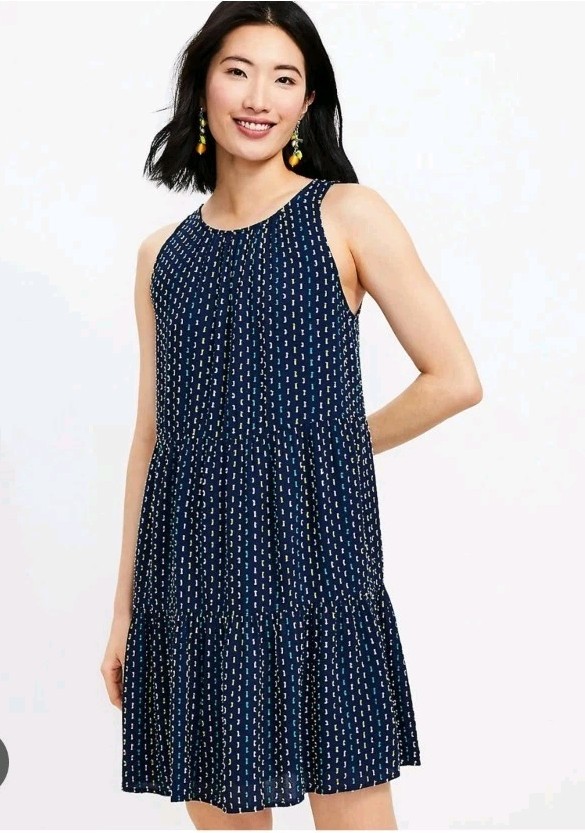 LOFT Straight Sundress Women XSP Pullover Lined Blue Casual Picnic Beach Outdoor