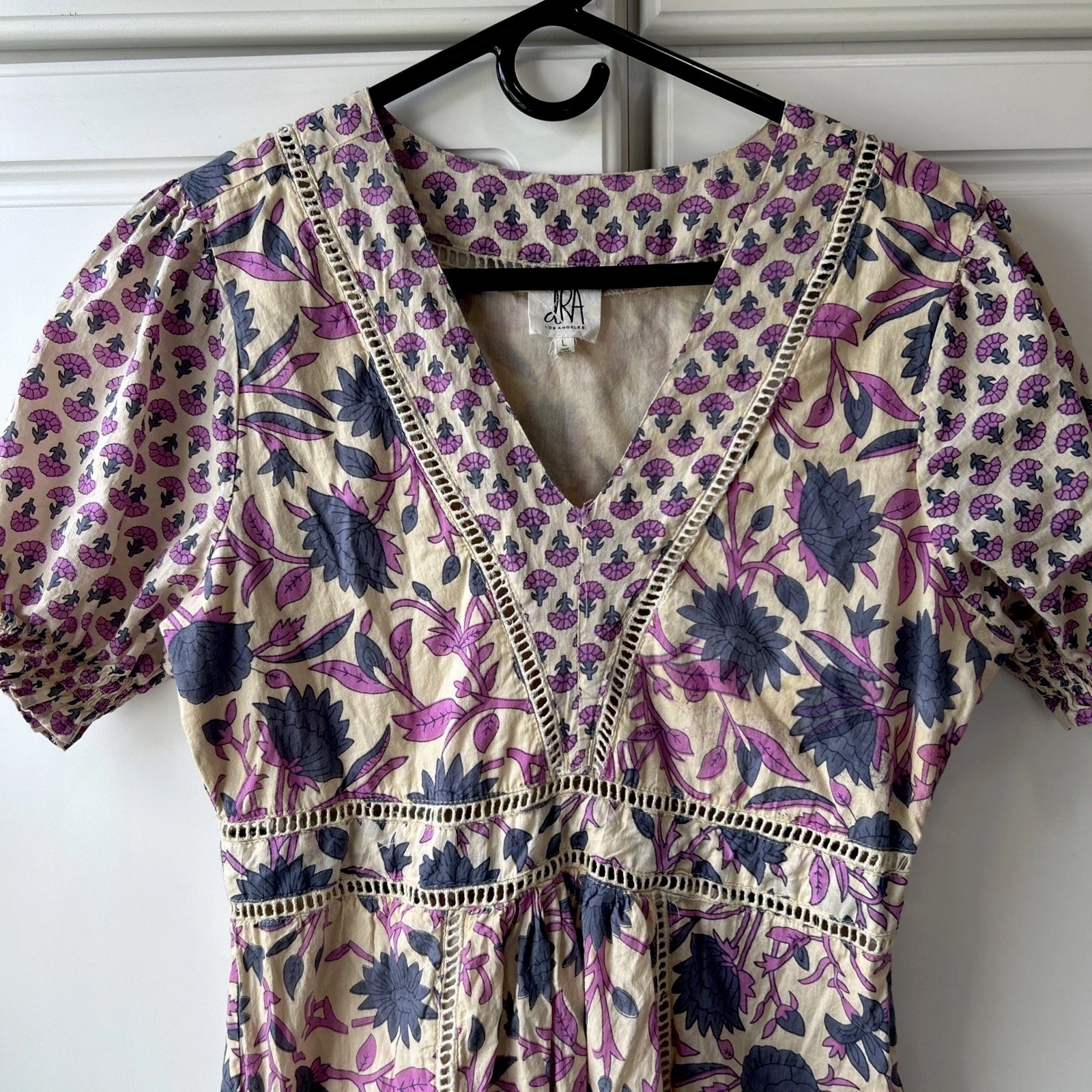 dRA Los Angeles Lola Sweetheart Womens Midi Dress Size Large Boho Flowered
