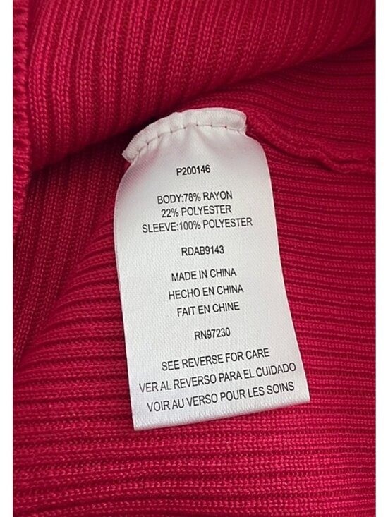 ALMOST FAMOUS Red Ribbed Knit Turtleneck Sheer Sleeve Bodycon Dress Size S
