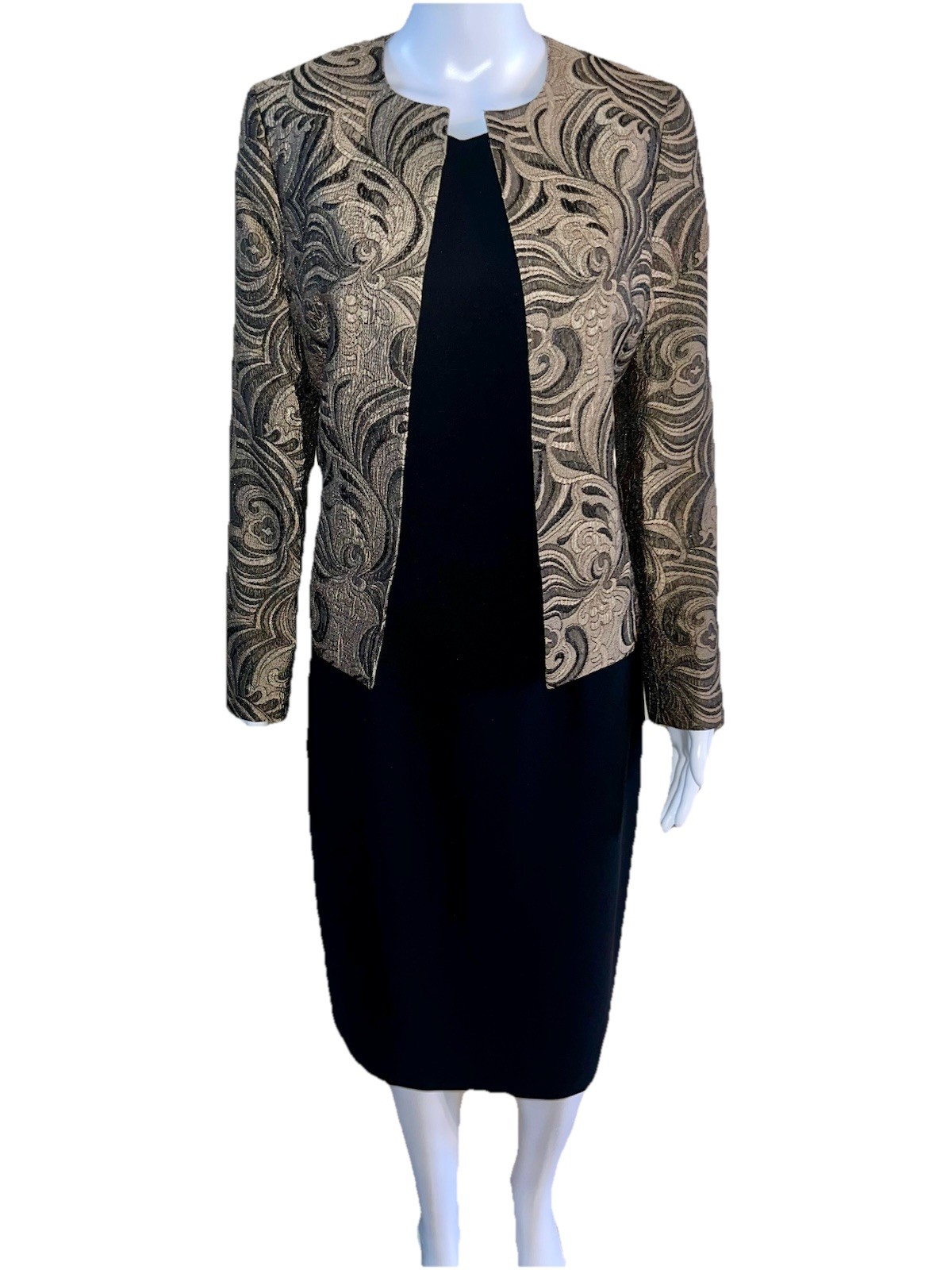 Kasper Brown Blazer & Black Casual Corner Dress Suit Size 8 Mixed Separates