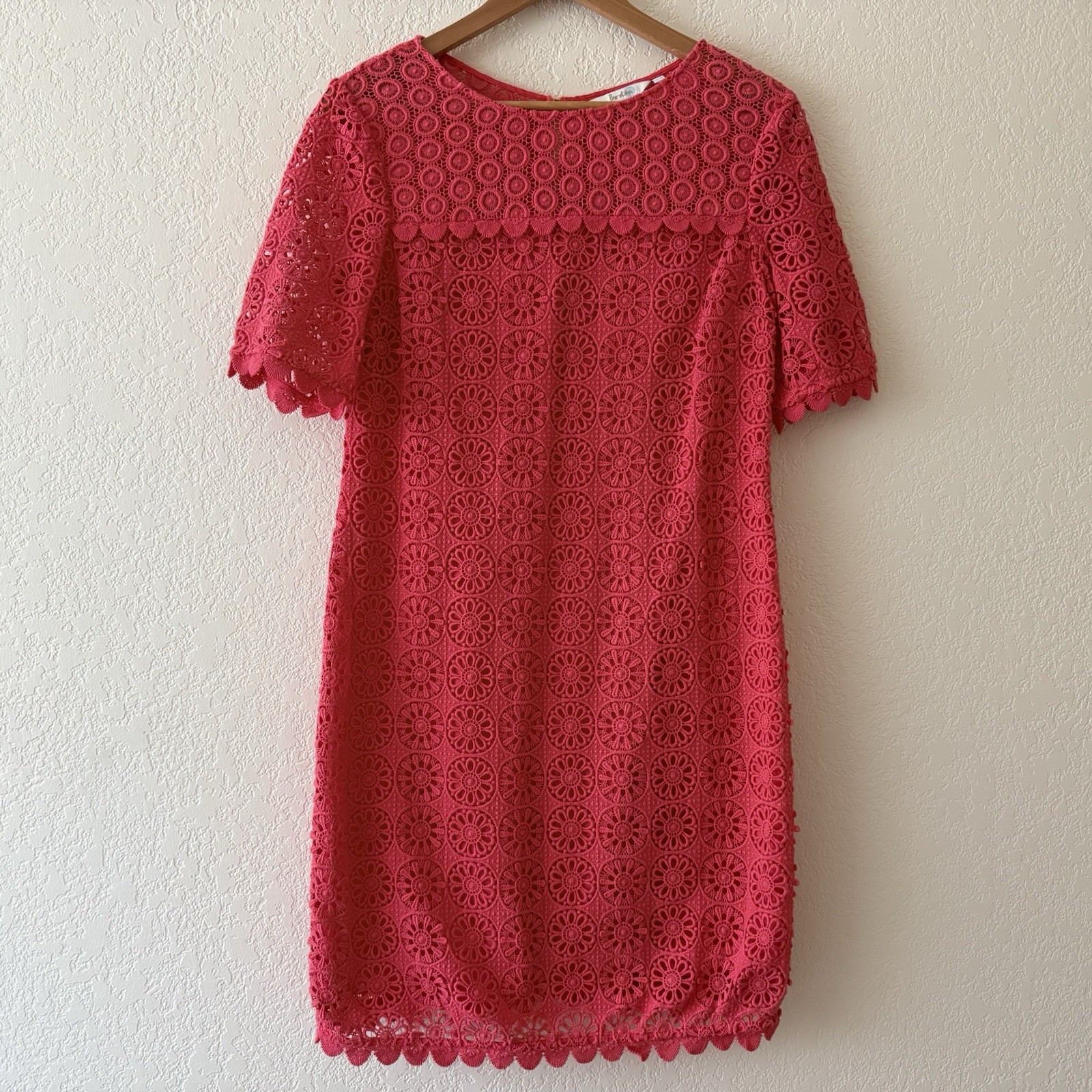 Boden Poppy Lace Shift Dress Womens Size US 6R UK 10R Pink Crochet Floral Lined