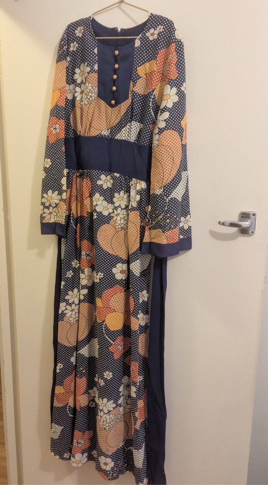 True Vintage 70s Patchwork Floral Mini Dress Triacetate Silky Boho Secretary