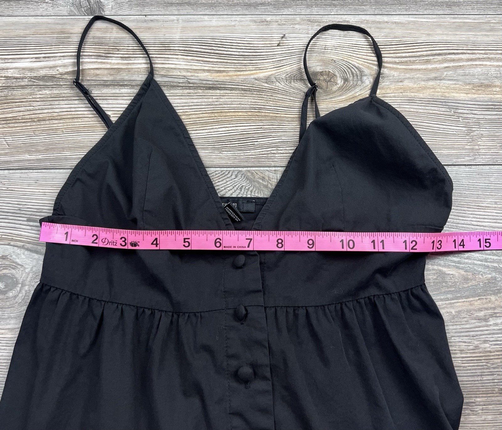 FOREVER 21 Black Cami Tiered Midi Dress S Spaghetti Strap Button-Down Romantic