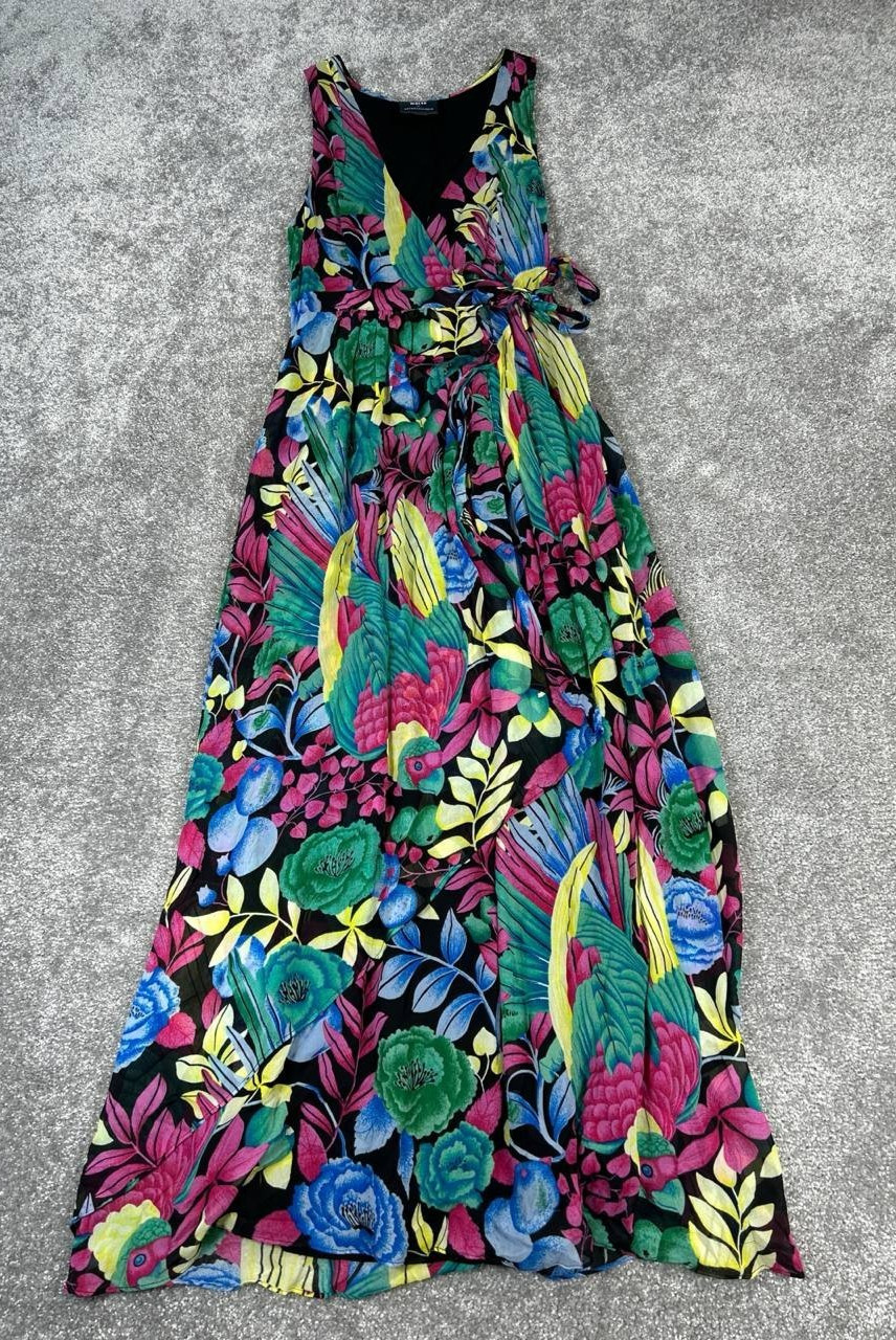 Maeve Dress Womens 2 Green Blue Yellow Purple Floral Wrap Blouson