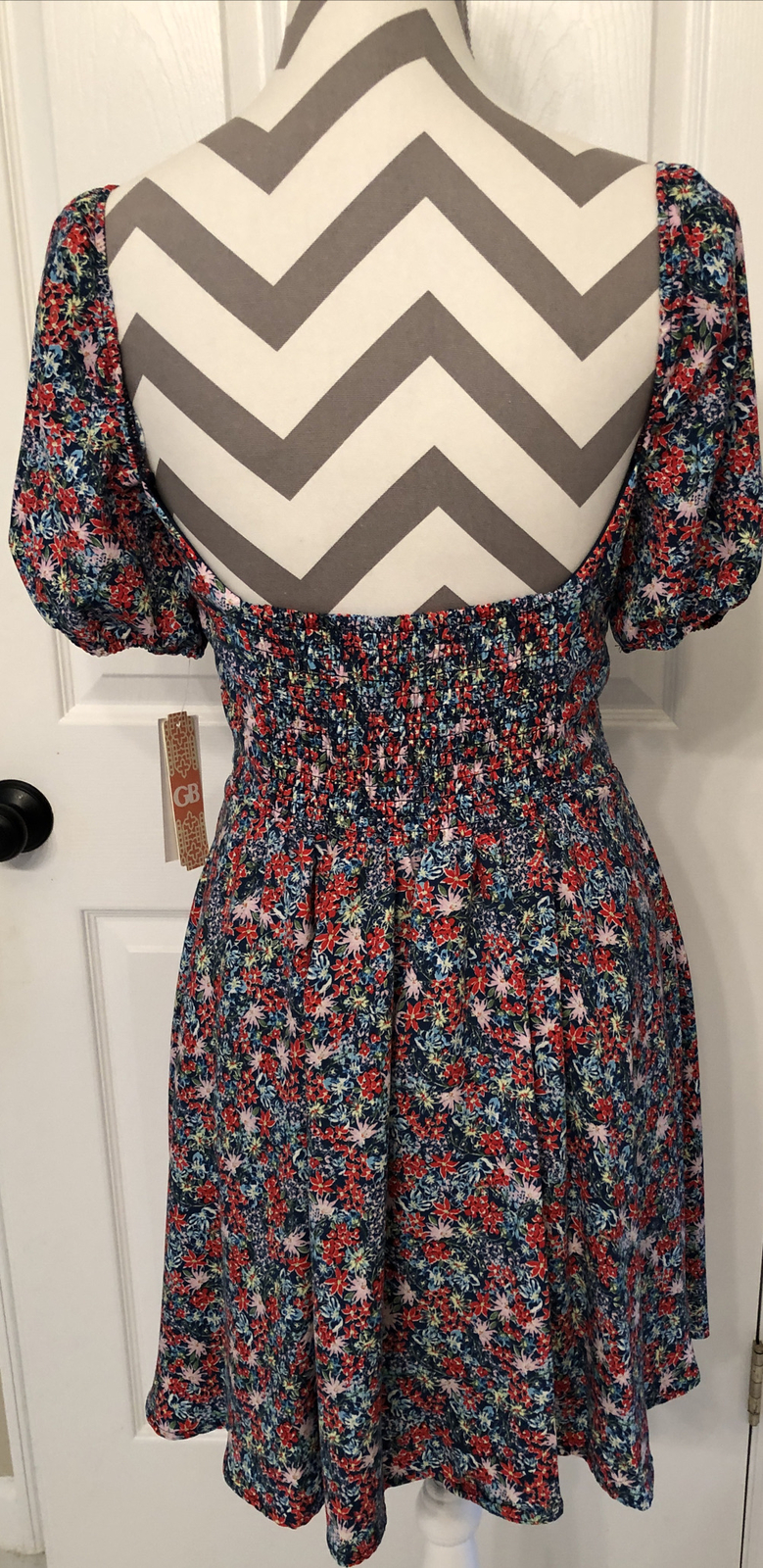 Gianni Bini Flower Midriff Dress Blue Red Pink Green Fit Flare Size M New