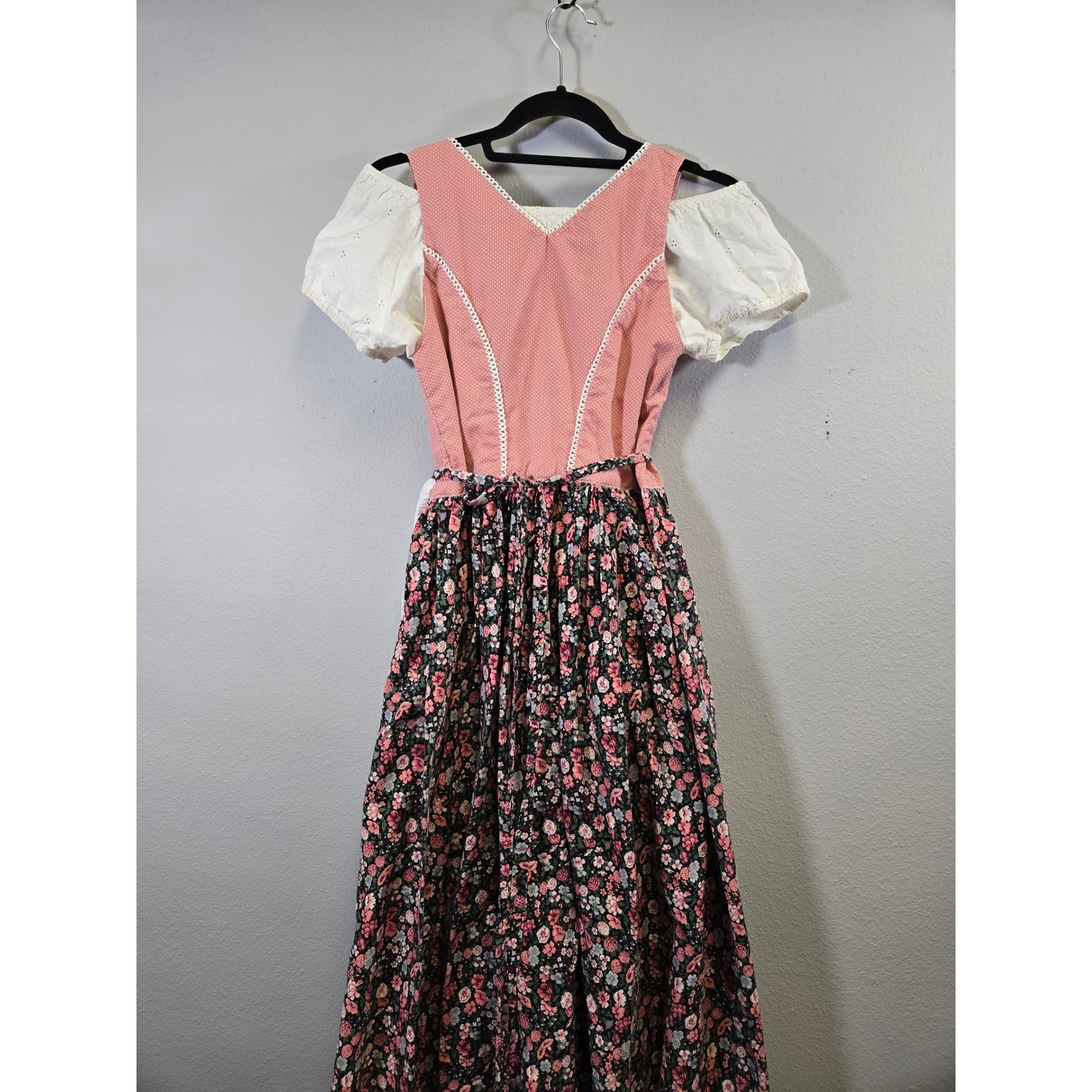 Unbranded Oktoberfest Dirndl German Folk Pink Floral Lace Dress Set Medium