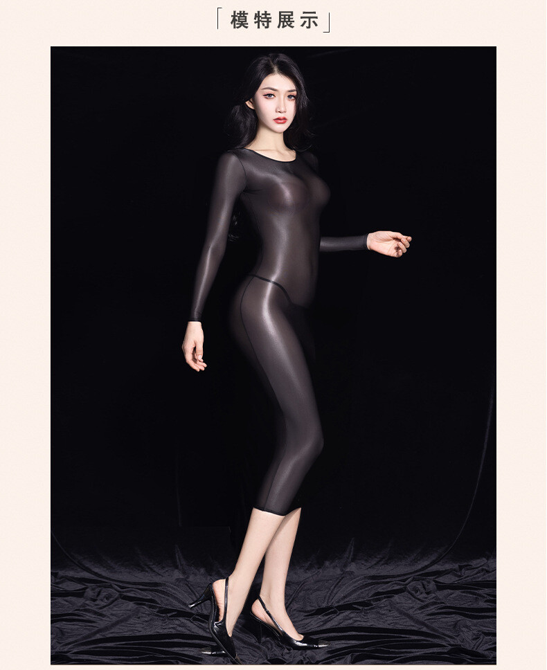 Womens Long Sleeve Shiny Glossy Sheer Bodycon Dress Mini Dress Clubwear Party