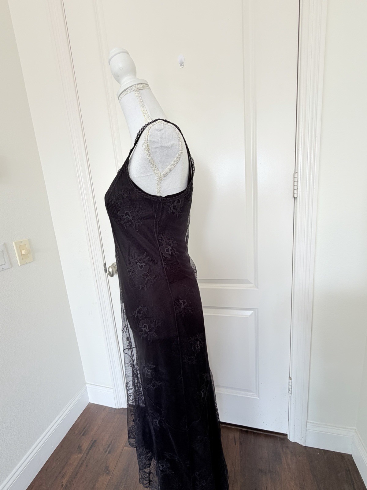 Vintage Max Studio 90s Whimsigoth Black Mesh Maxi Dress – Size M – MSSP