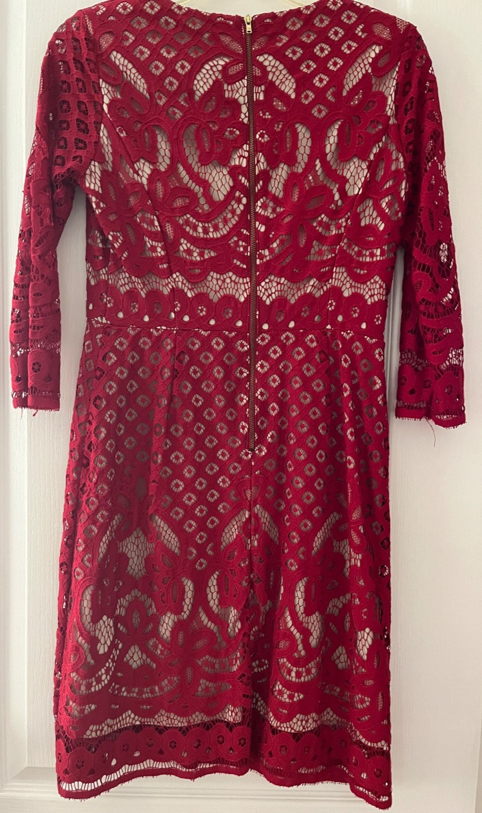 Danny & Nicole lace lined fit & flare RED DRESS women size 6 waist 29-30 inches