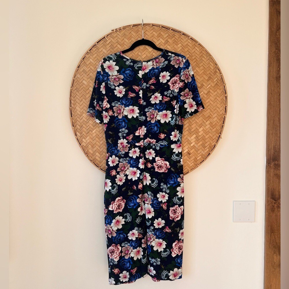 GORGEOUS ERDEM SUMMER FLORAL-PRINT PONTE DRESS STRETCHY SLIP-ON EUC