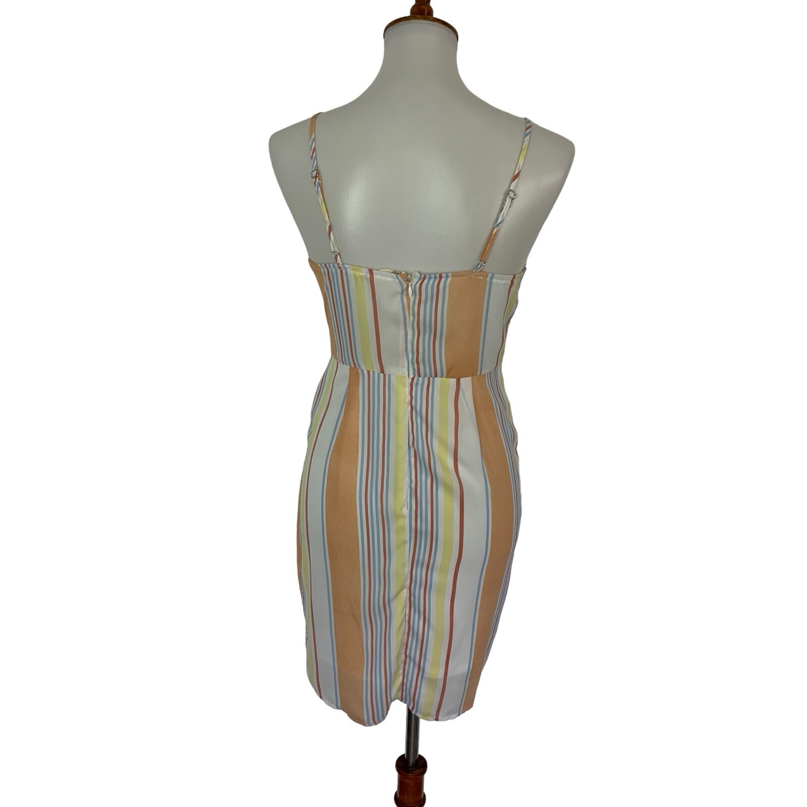 Altard State Dress Small Orange Multi Stripe Front Tie Boho Summer
