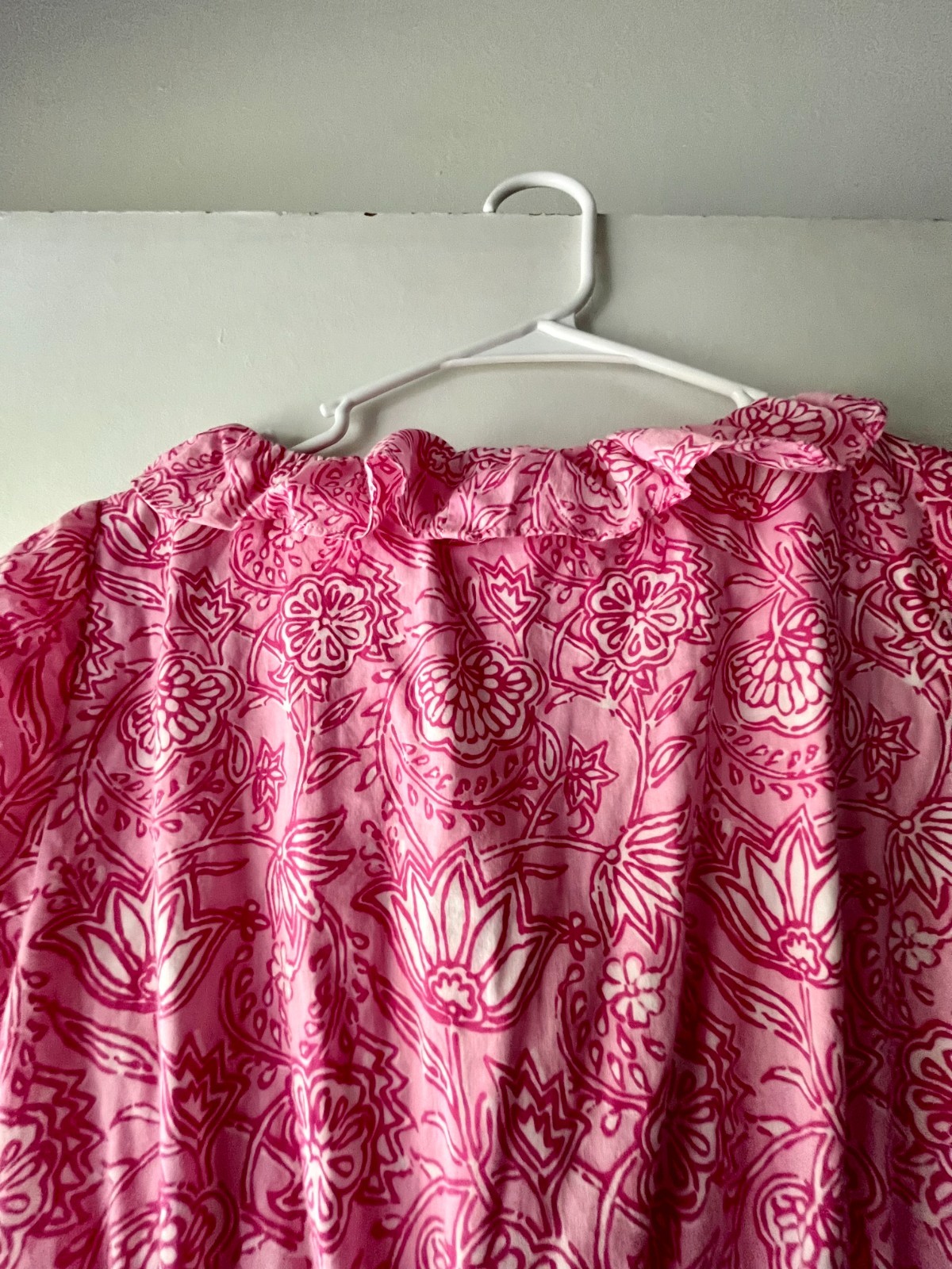 Preppy Girl Palm Beach Pink & White Ruffle Lined Cotton Dress, Size: XS