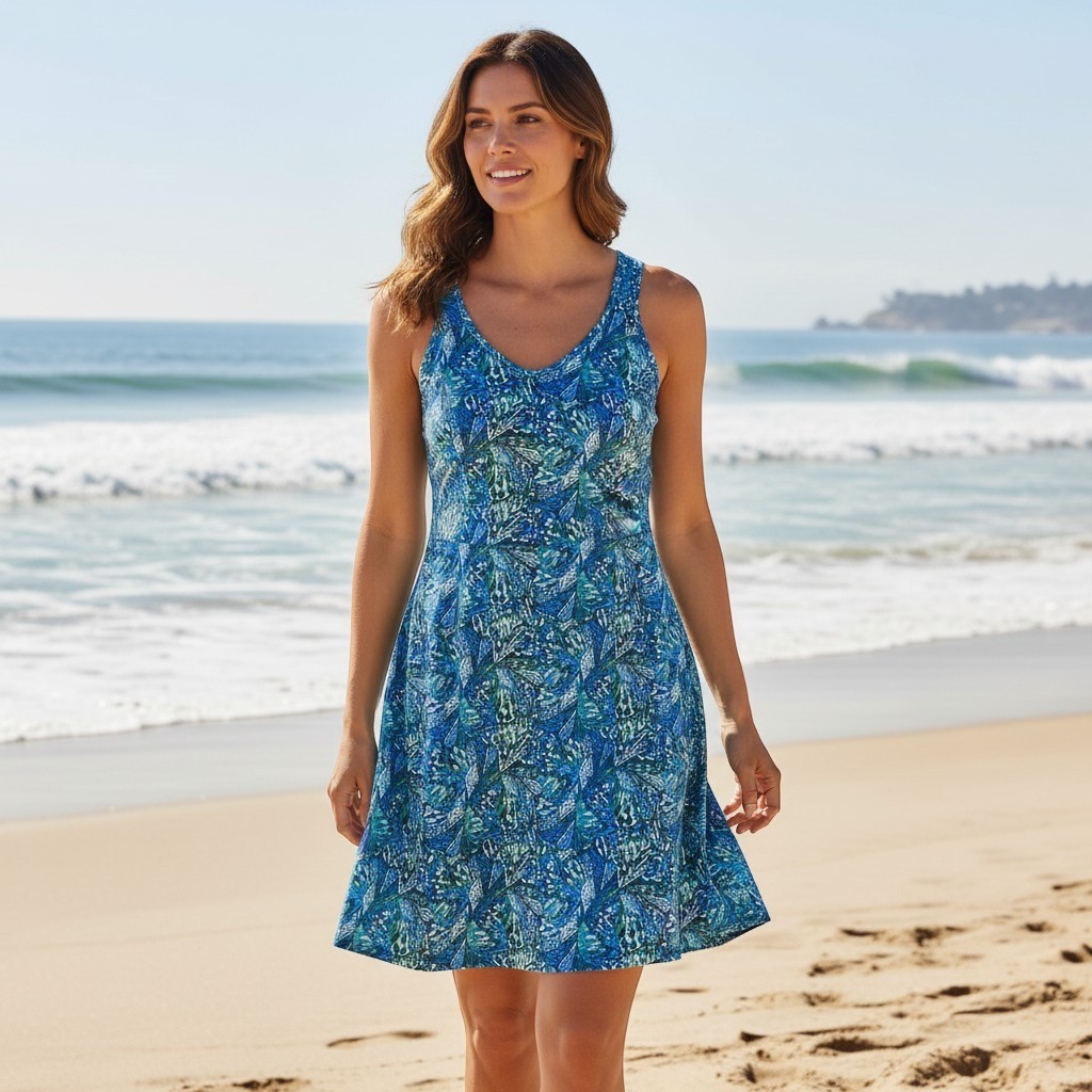 Toad&Co Dress Womens S Blue Sunkissed Petal Sleeveless Pockets Cut Hem Summer