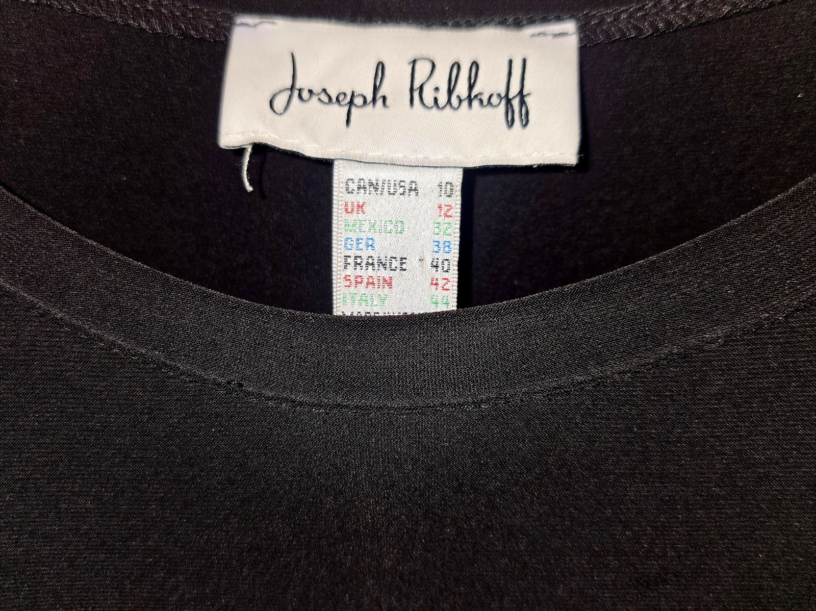 Joseph Ribkoff Dress Size 10 Black Tunic Style Pockets Stretch Mesh