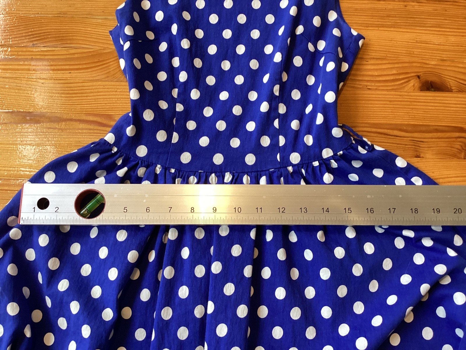 Bo fly yang Size S Blue Polka Dot Dress Sleeveless Spring Picnic