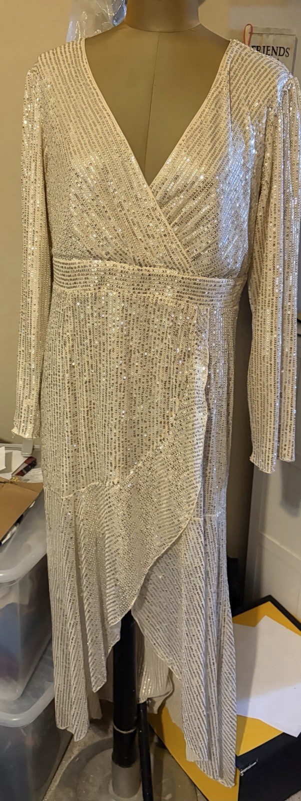 Cooan Champagne Color Sequence Dress Sz 2XL New With Tags