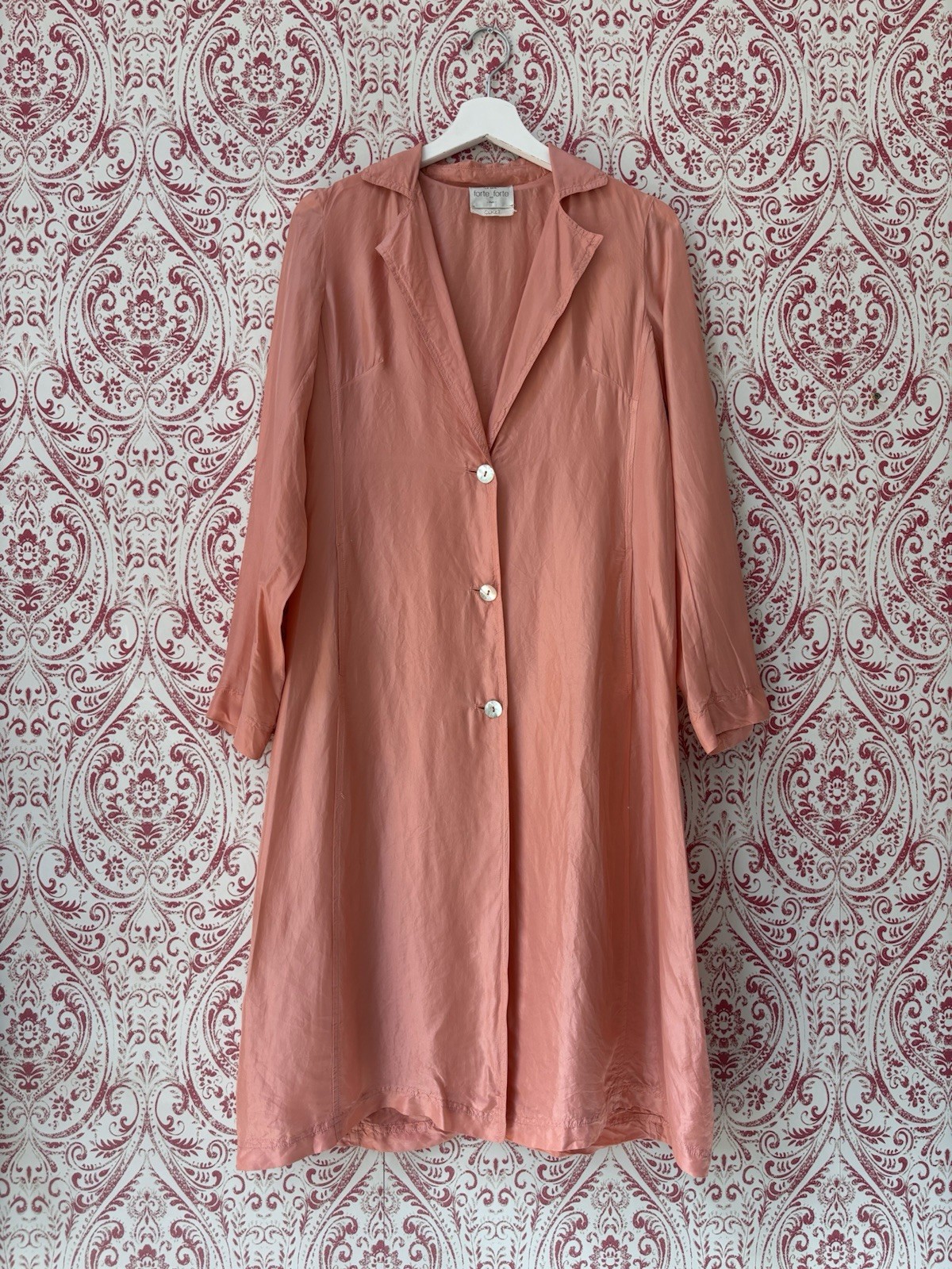 Forte Forte “La Seta” 100% Silk Salmon Pink Dress Coat Size 0 (XS)