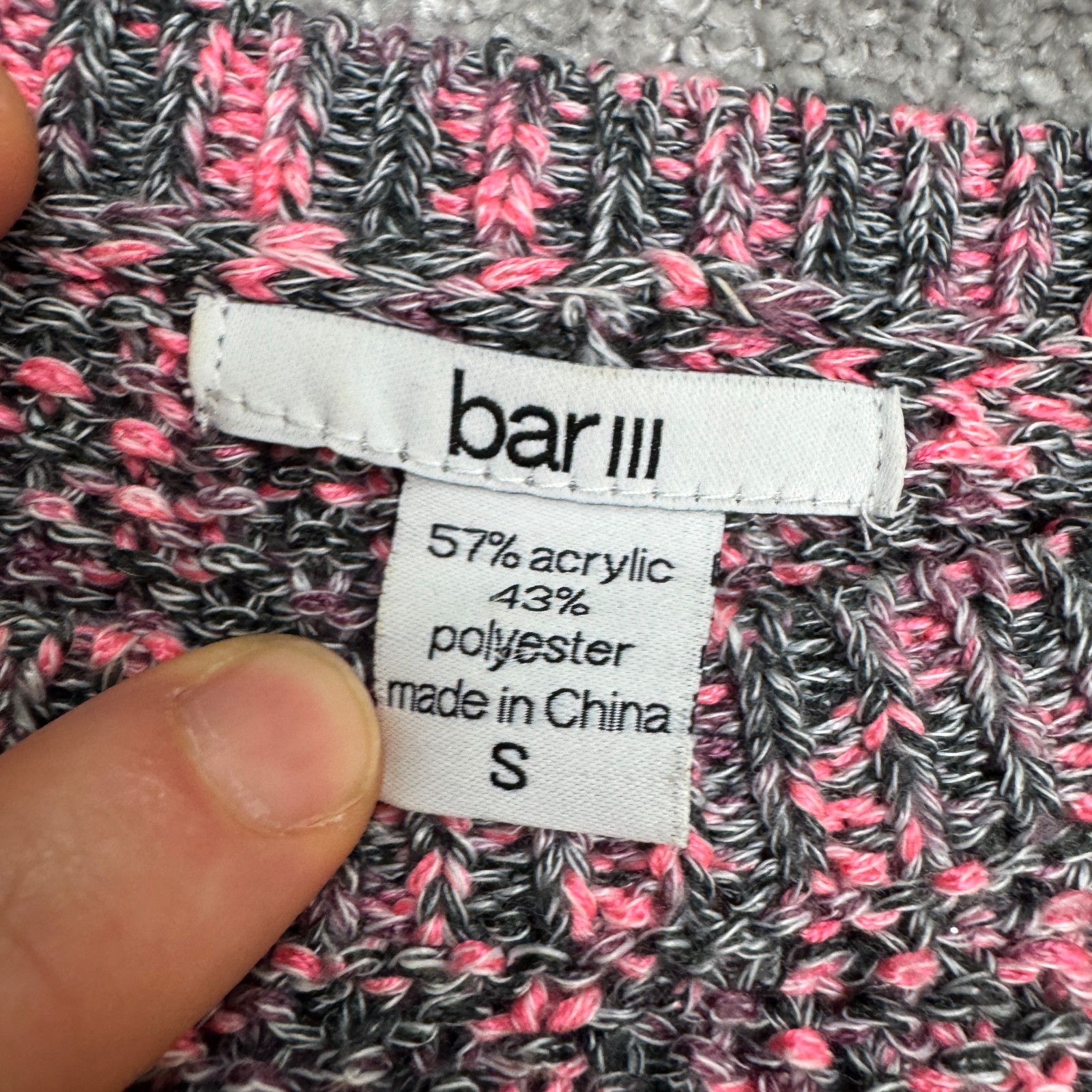 Bar III Long Sleeve Pullover Sweater Mini Dress Womens Small Pink Gray Marled