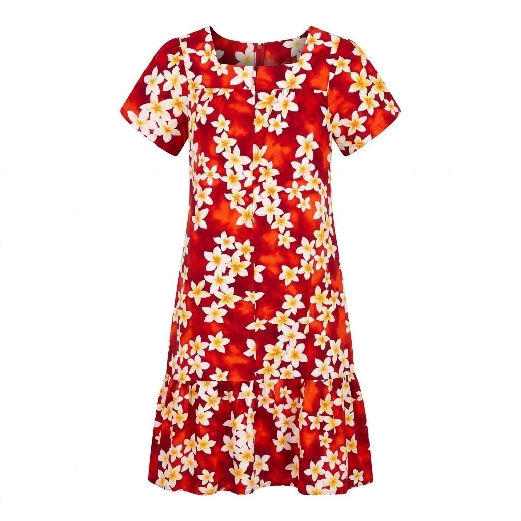 Hilo Hattie MEDIUM Red Plumeria Floral Muumuu Dress Made in Hawaii – CJ